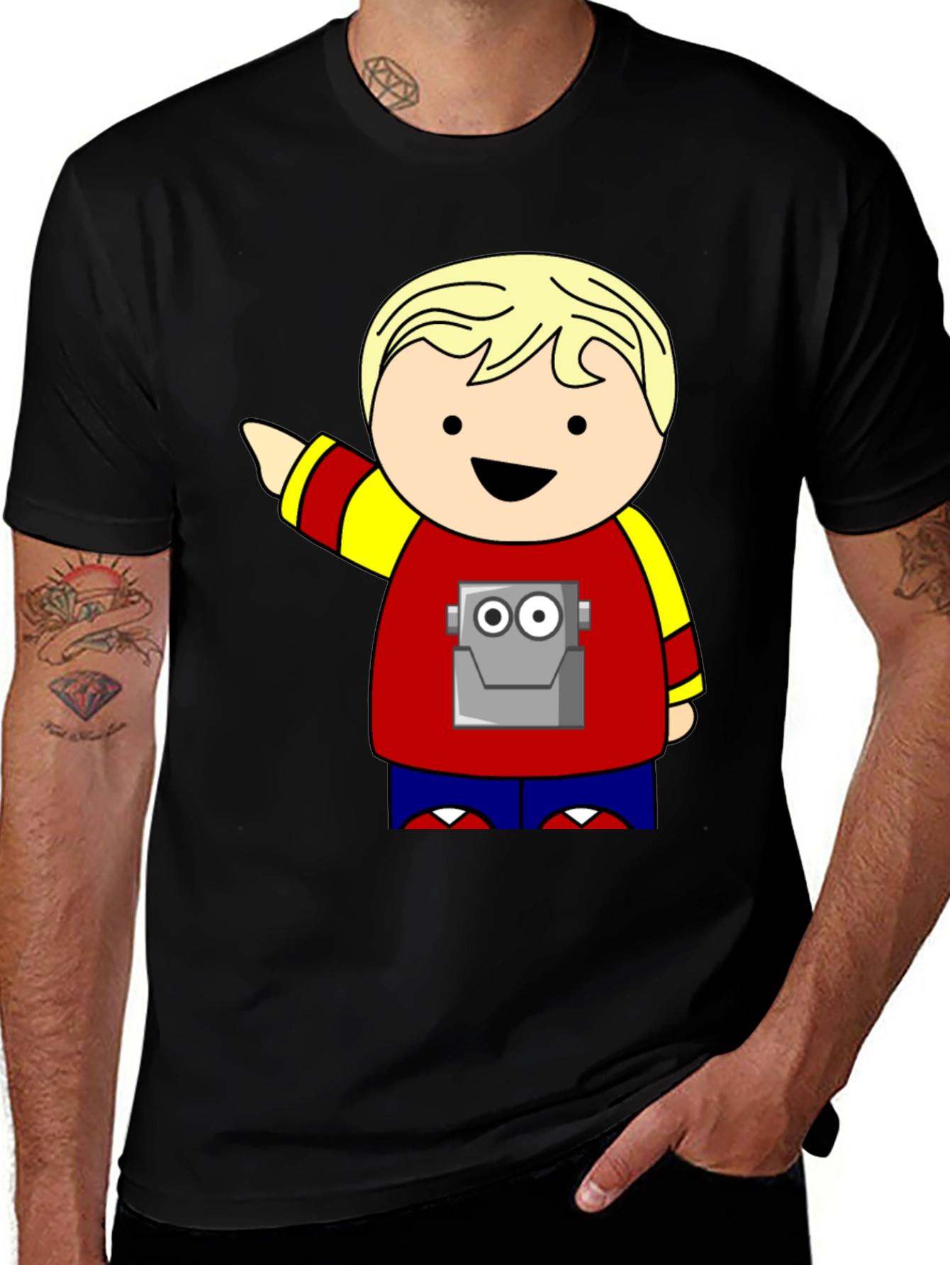Variant 8 of Cartoon Robot Boy Graphic T-Shirt