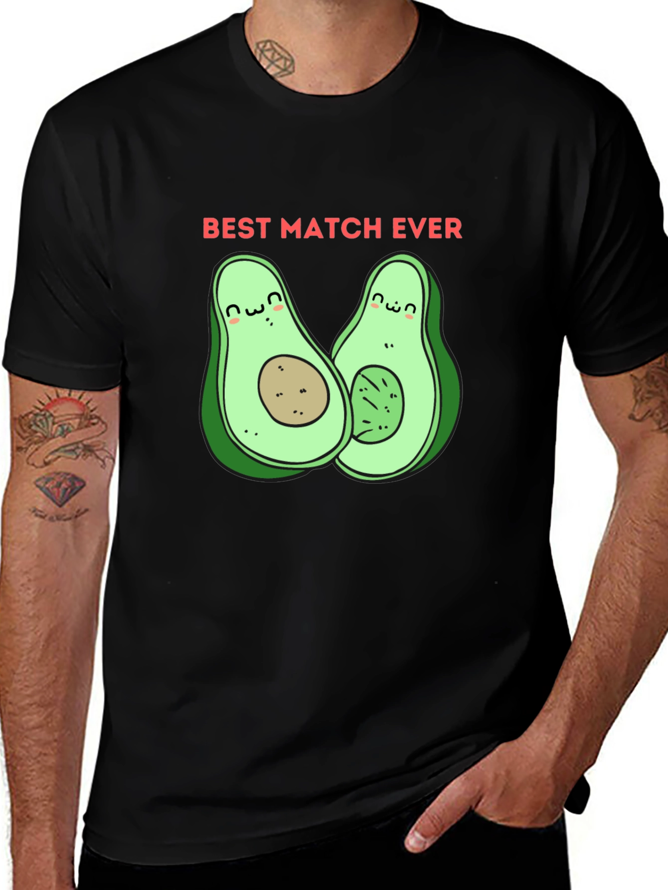 Variant 12 of Best Match Ever Avocado Graphic Tee - Cute Couple Shirt