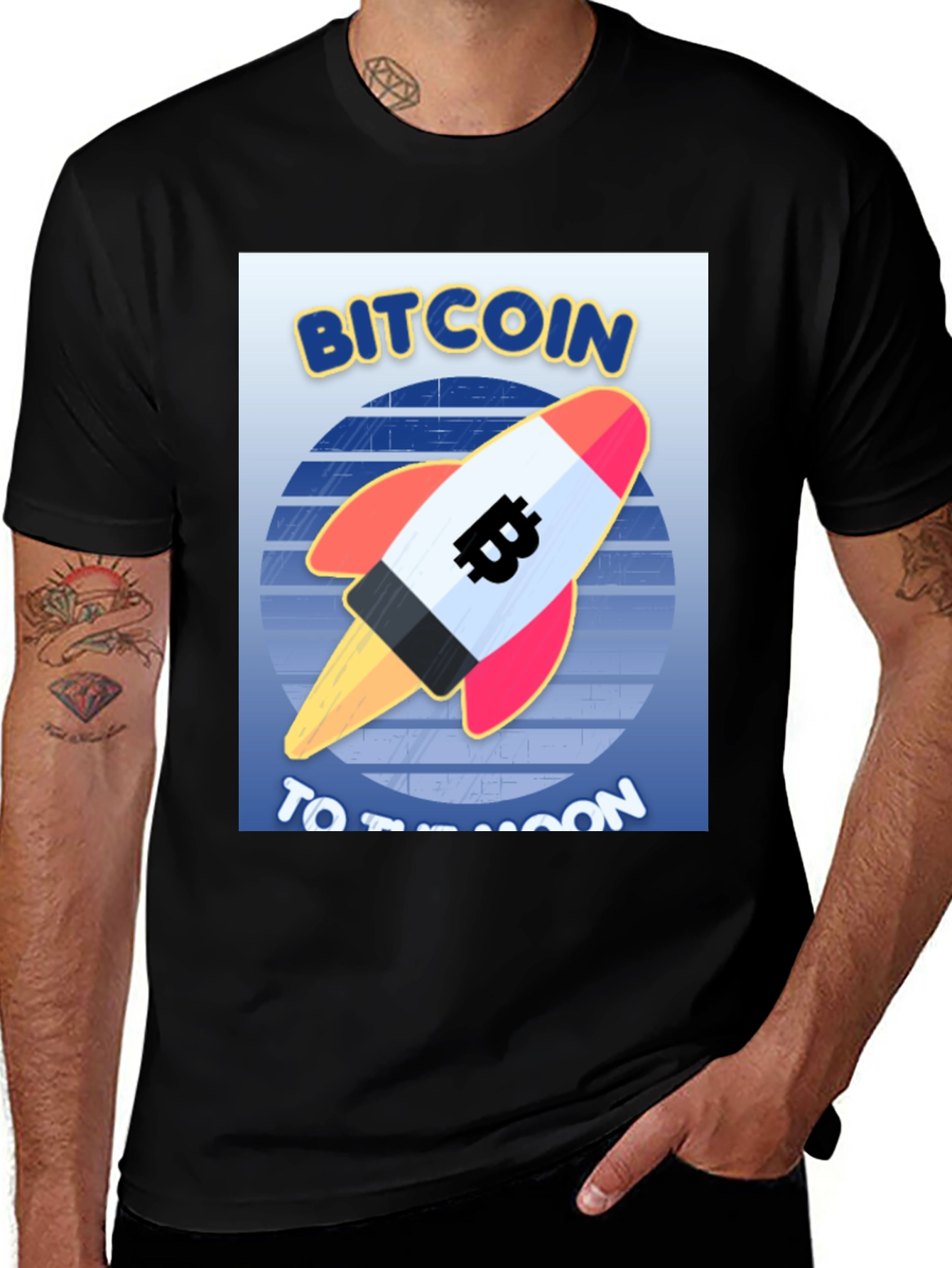 Variant 10 of Bitcoin Rocket to the Moon Black T-Shirt