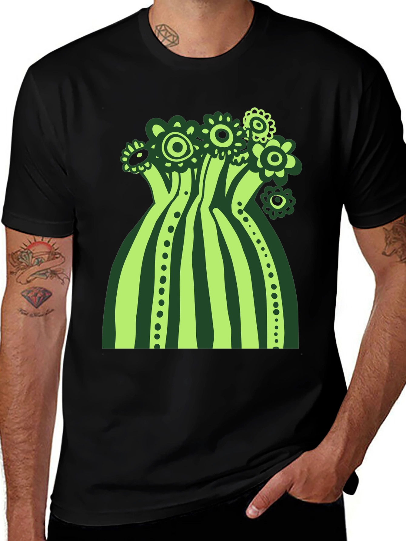 Variant 14 of Abstract Green Flower Graphic T-Shirt
