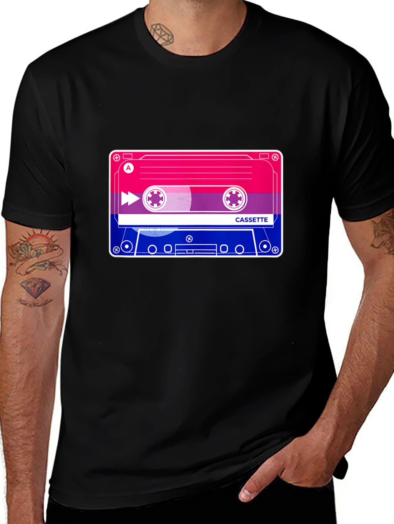 Variant 19 of Bisexual Pride Cassette Tape T-Shirt - Black