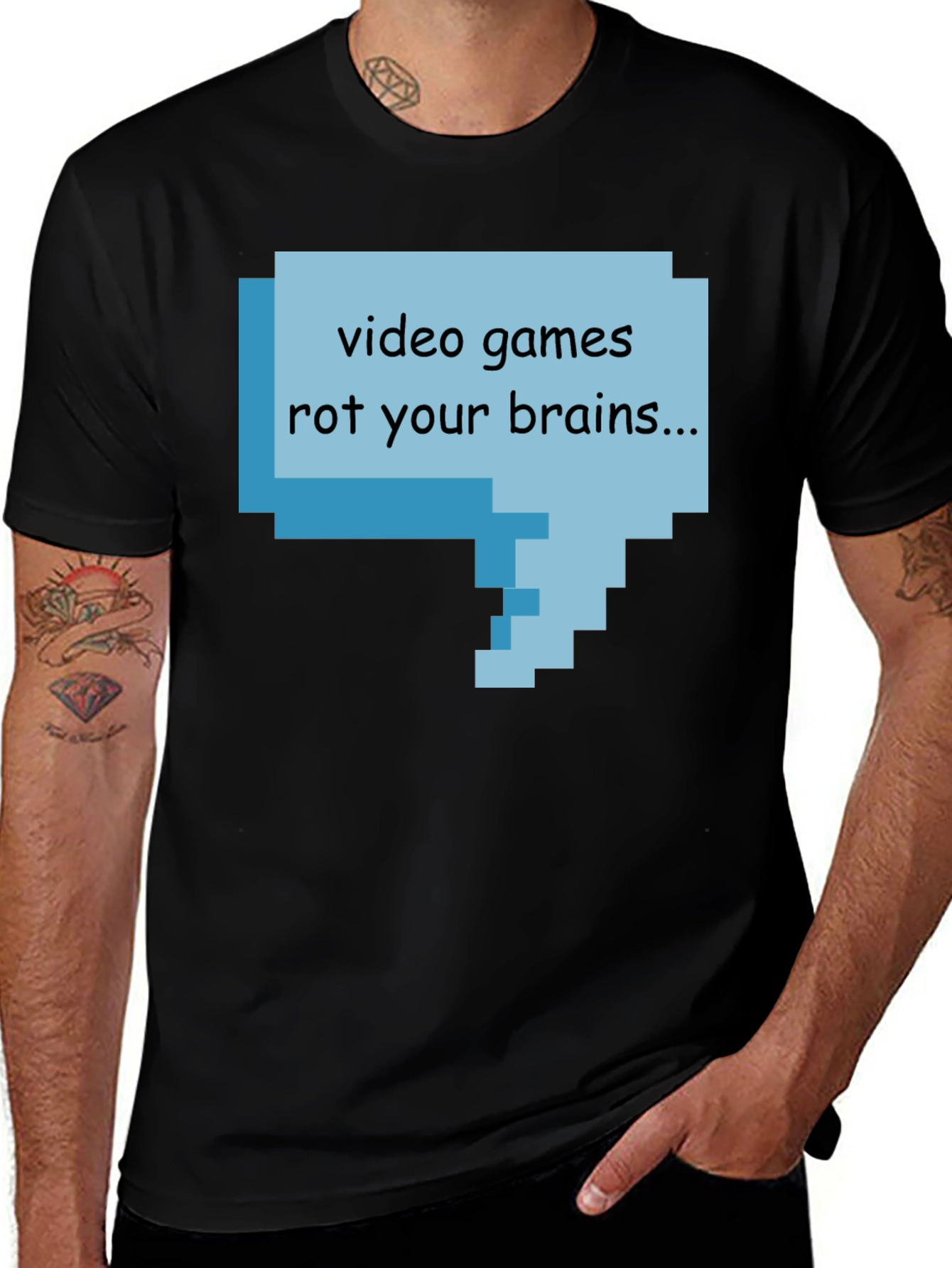 Variant 25 of Video Games Rot Your Brains Pixel T-Shirt