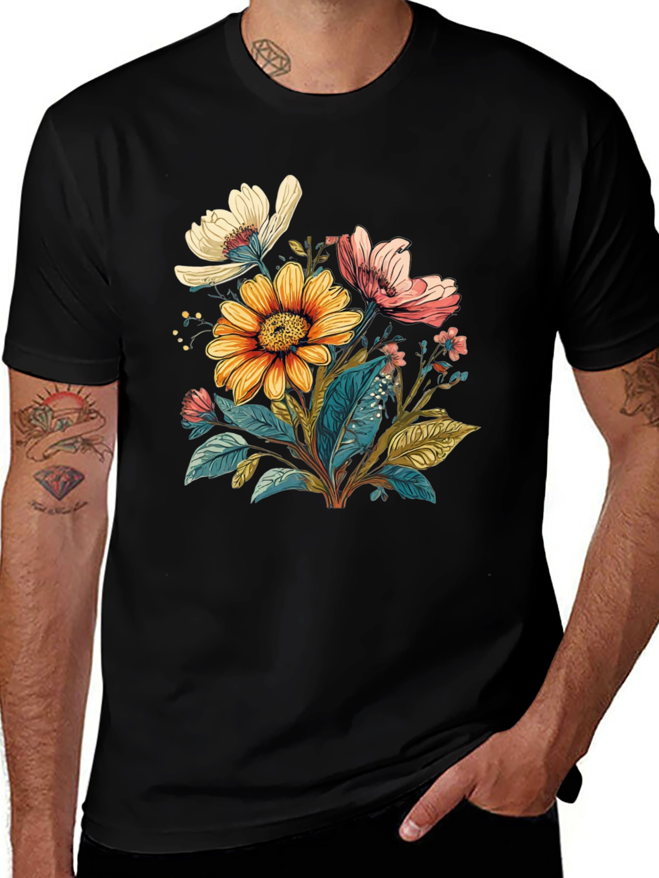 Variant 29 of Floral T-Shirt - Stylish Botanical Design