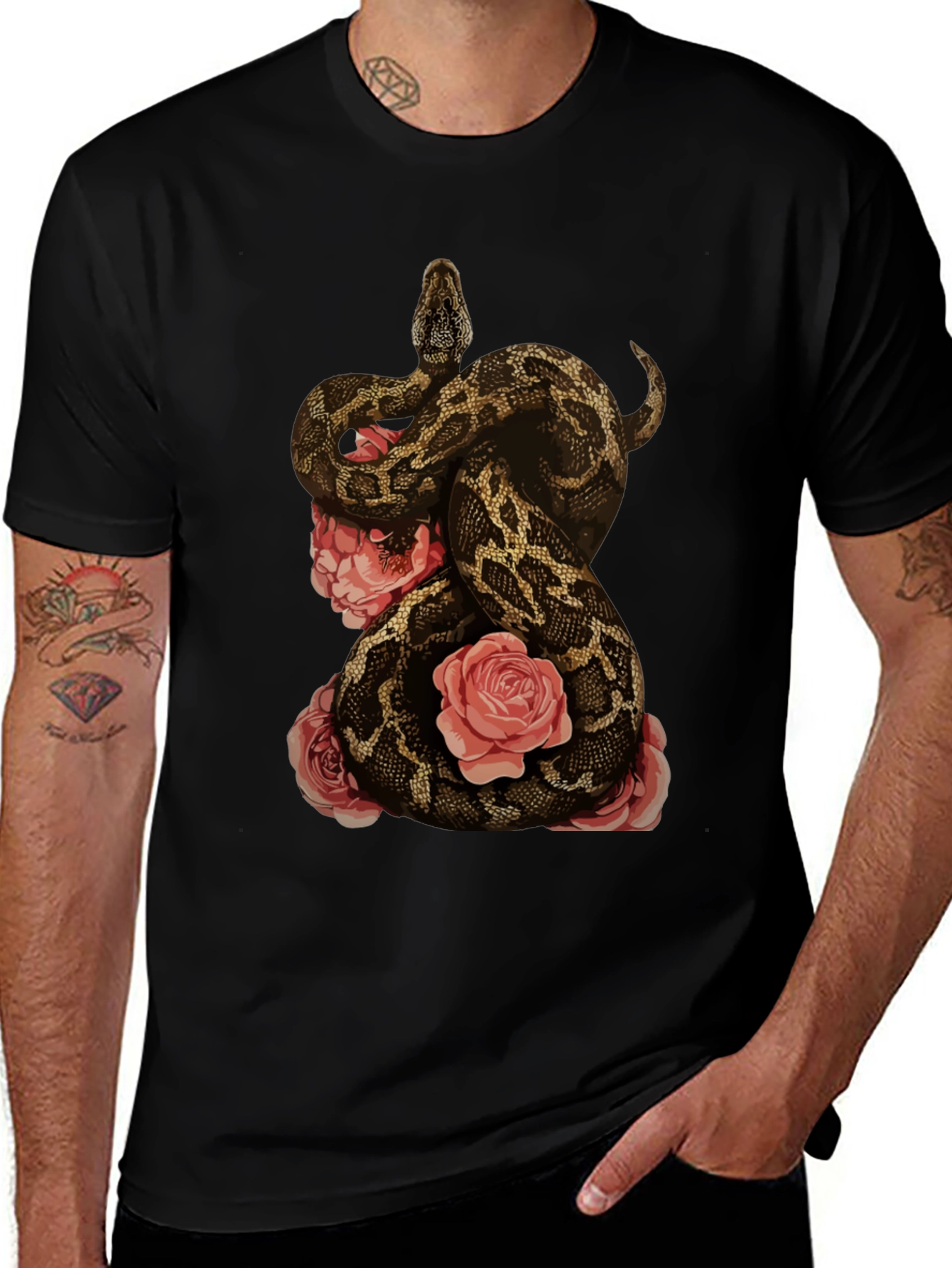 Variant 6 of Snake and Roses Graphic T-Shirt