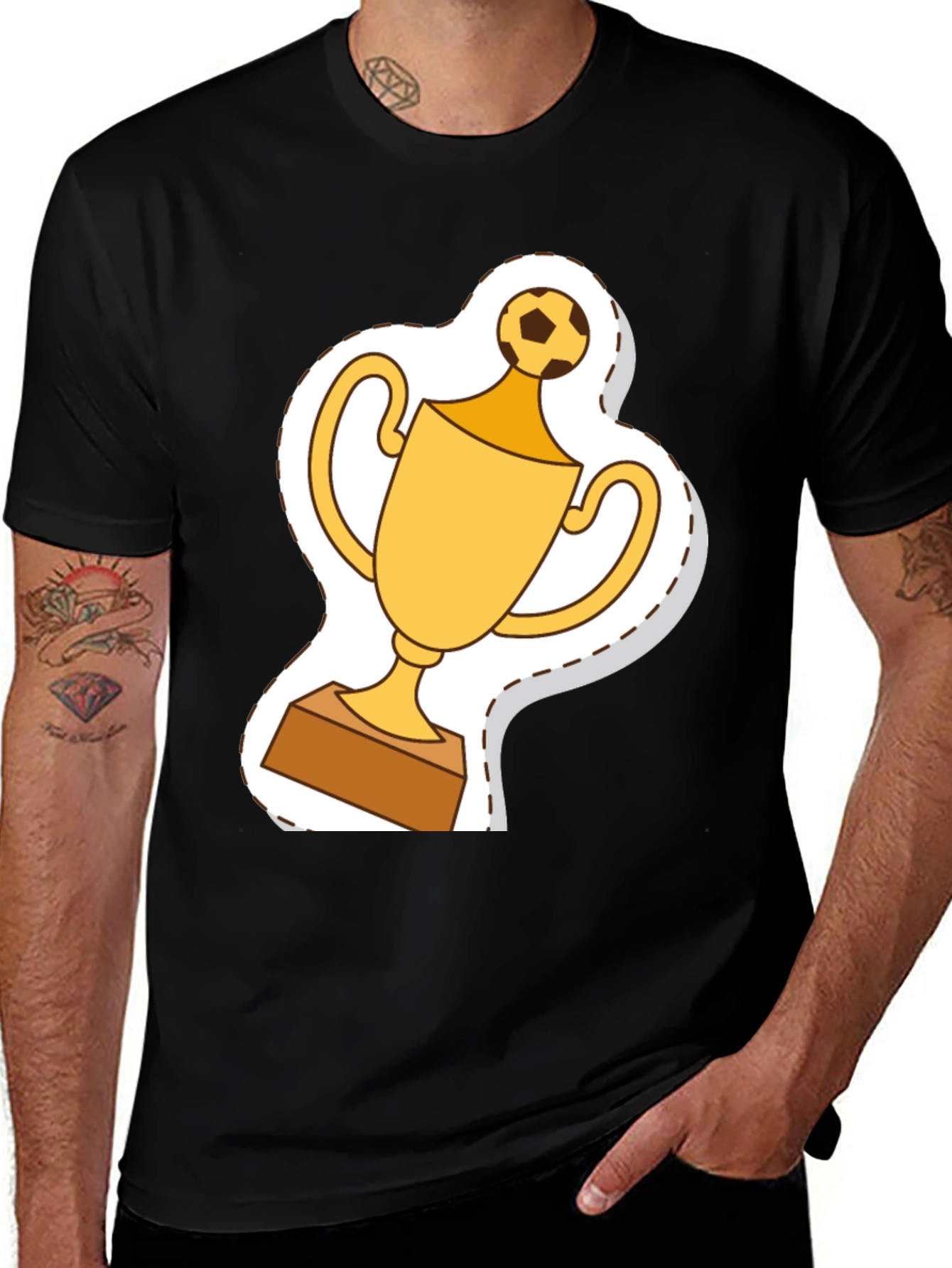 Variant 8 of Soccer Trophy Graphic Tee - Black Cotton T-Shirt
