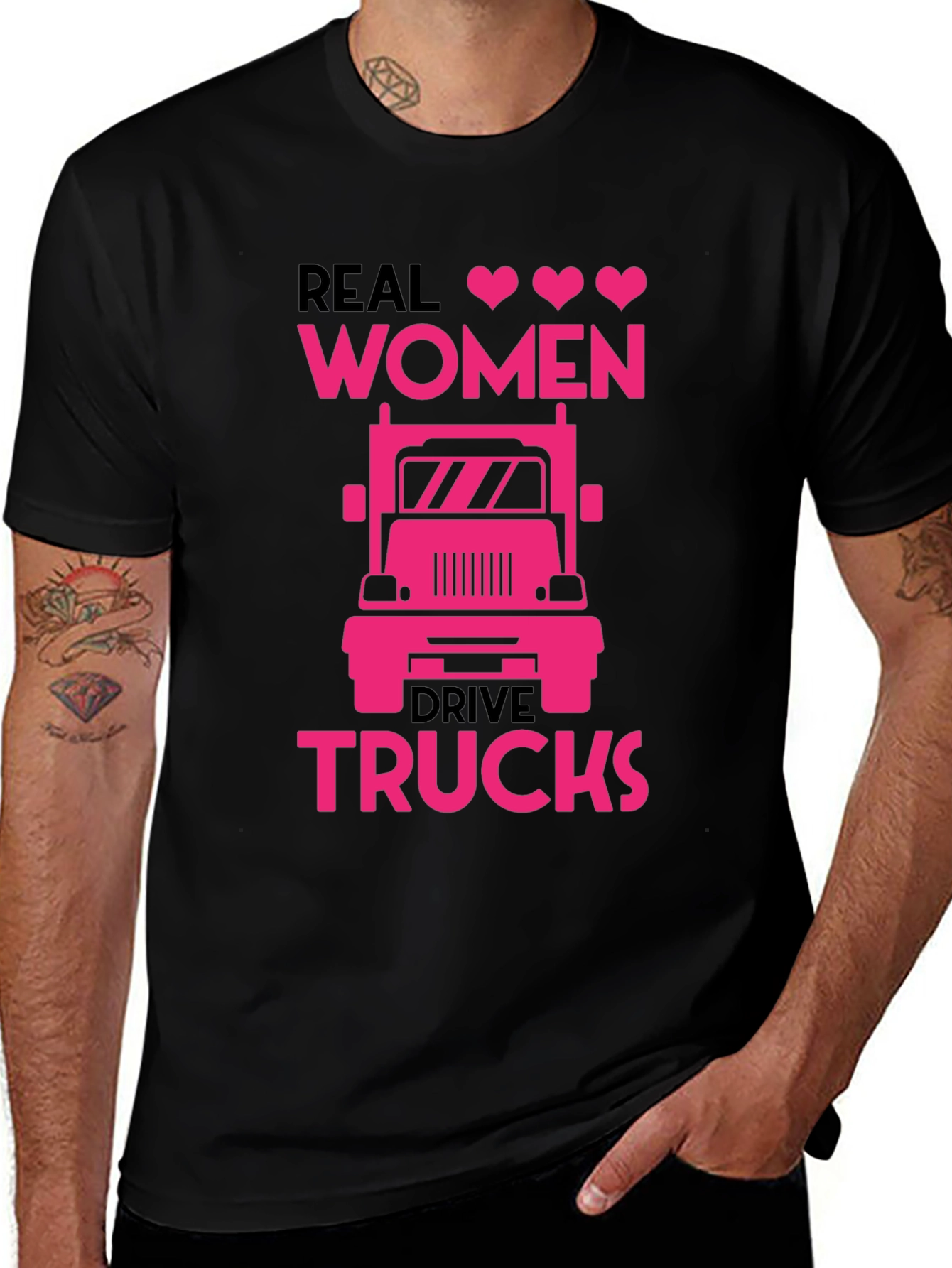 Variant 13 of Real Women Drive Trucks Graphic T-Shirt