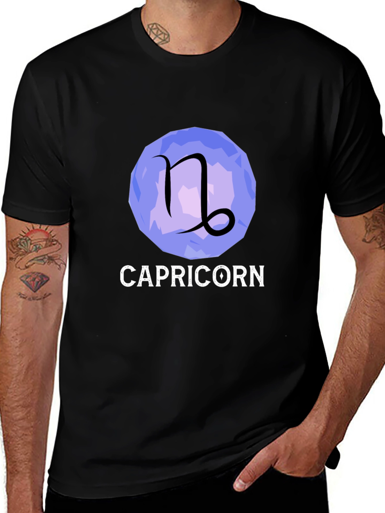 Variant 17 of Capricorn Zodiac Sign Graphic T-Shirt - Black