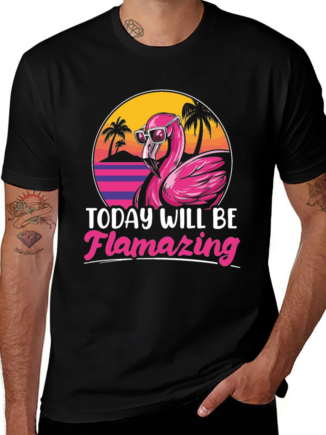 Variant 11 of Flamingo Graphic T-Shirt - Today Will Be Flamazing