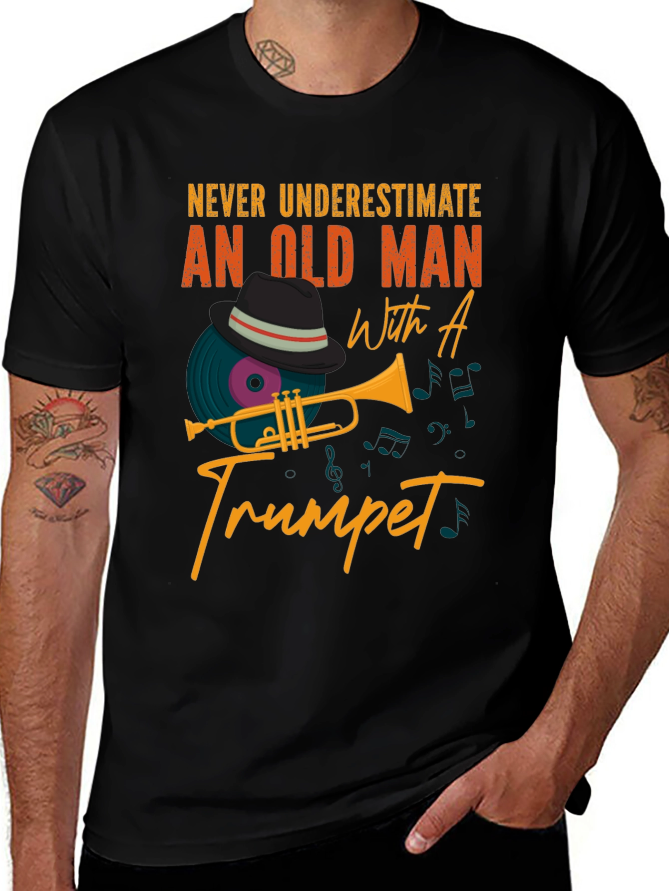 Variant 22 of Never Underestimate Old Man with Trumpet Graphic Tee