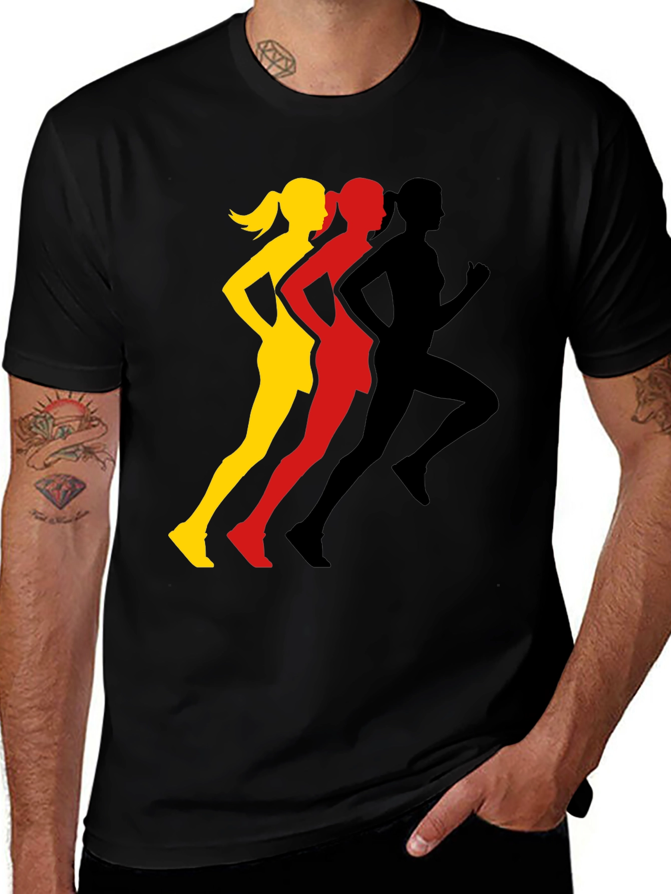 Variant 20 of Running Woman Silhouette Graphic Tee - Black