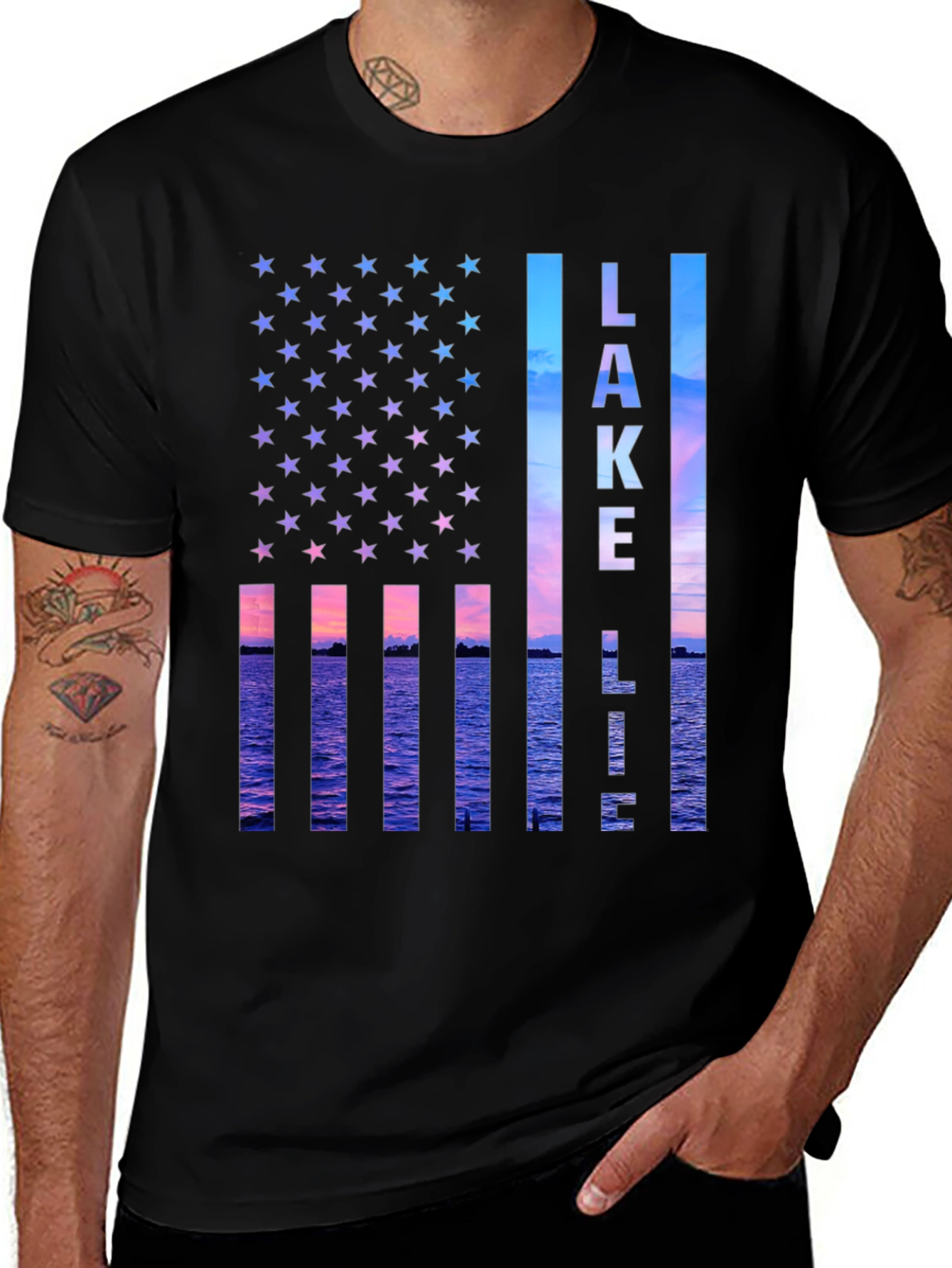 Lake Life USA Flag Tee