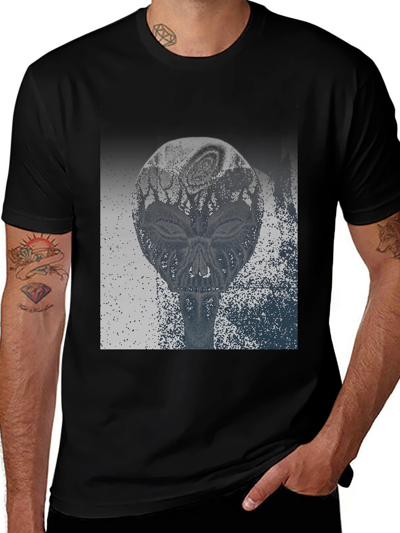Variant 22 of Skull Art Graphic Black T-Shirt
