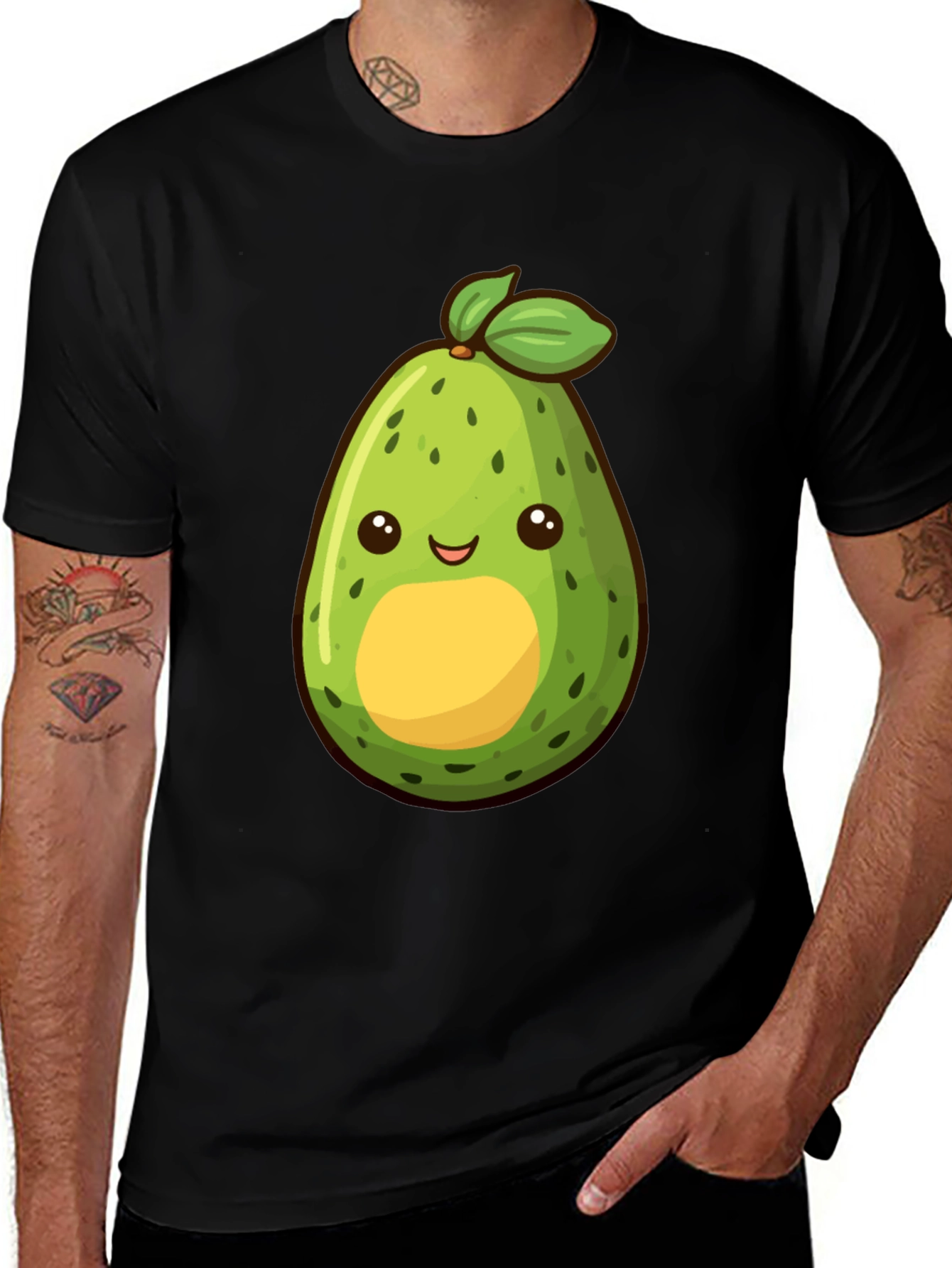 Variant 5 of Cute Avocado Graphic Black T-Shirt