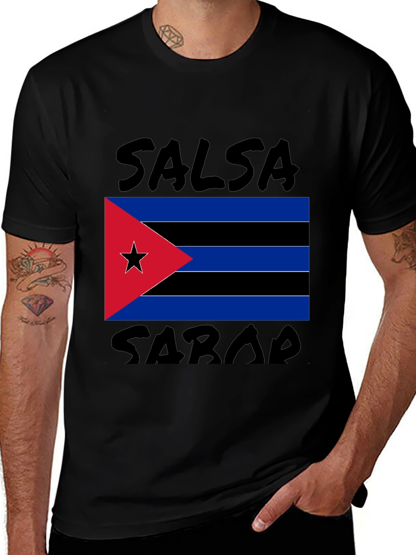 Salsa Sarab T-Shirt: Cuban Flag Design