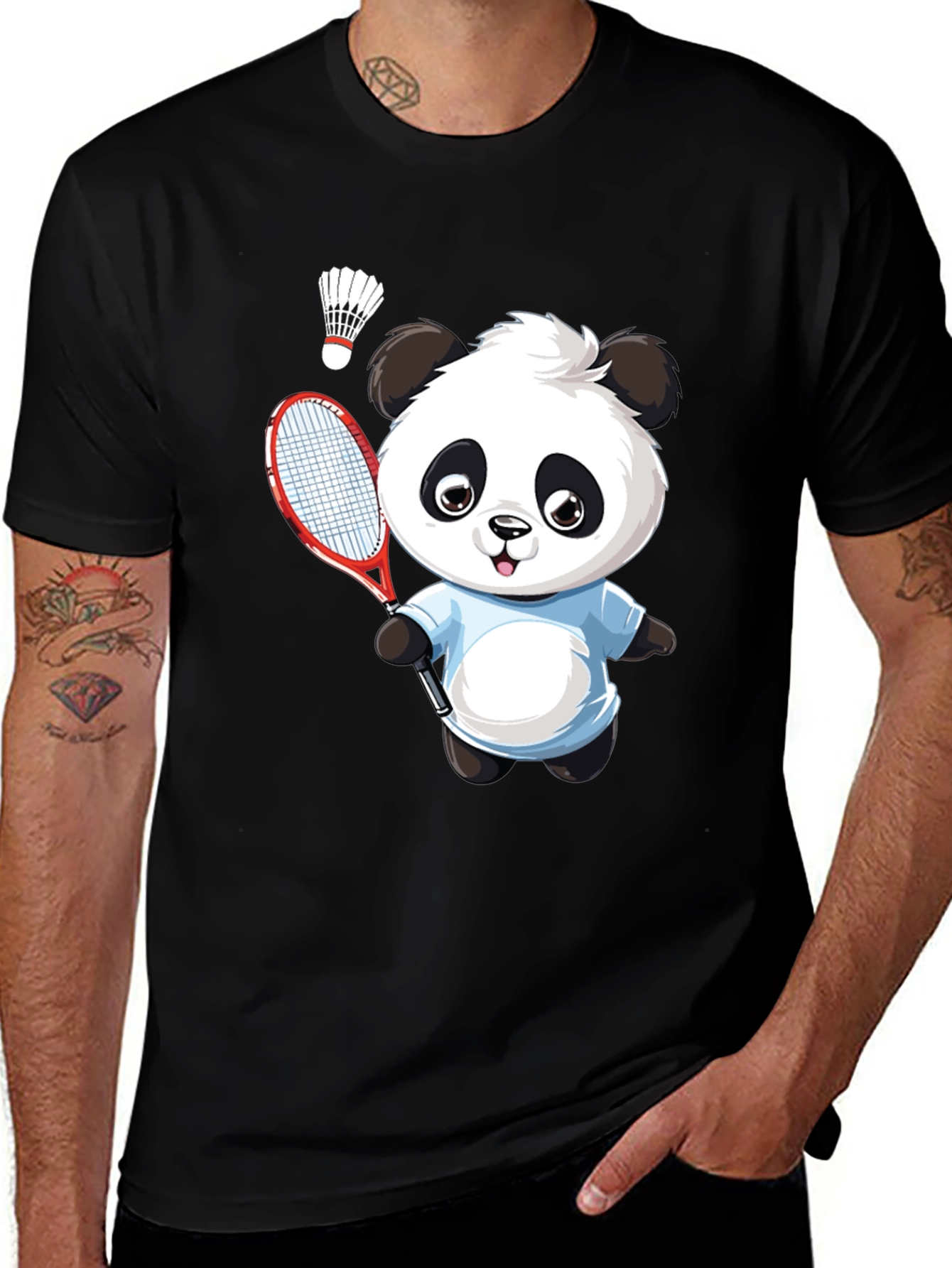 Variant 20 of Panda Badminton Graphic Tee