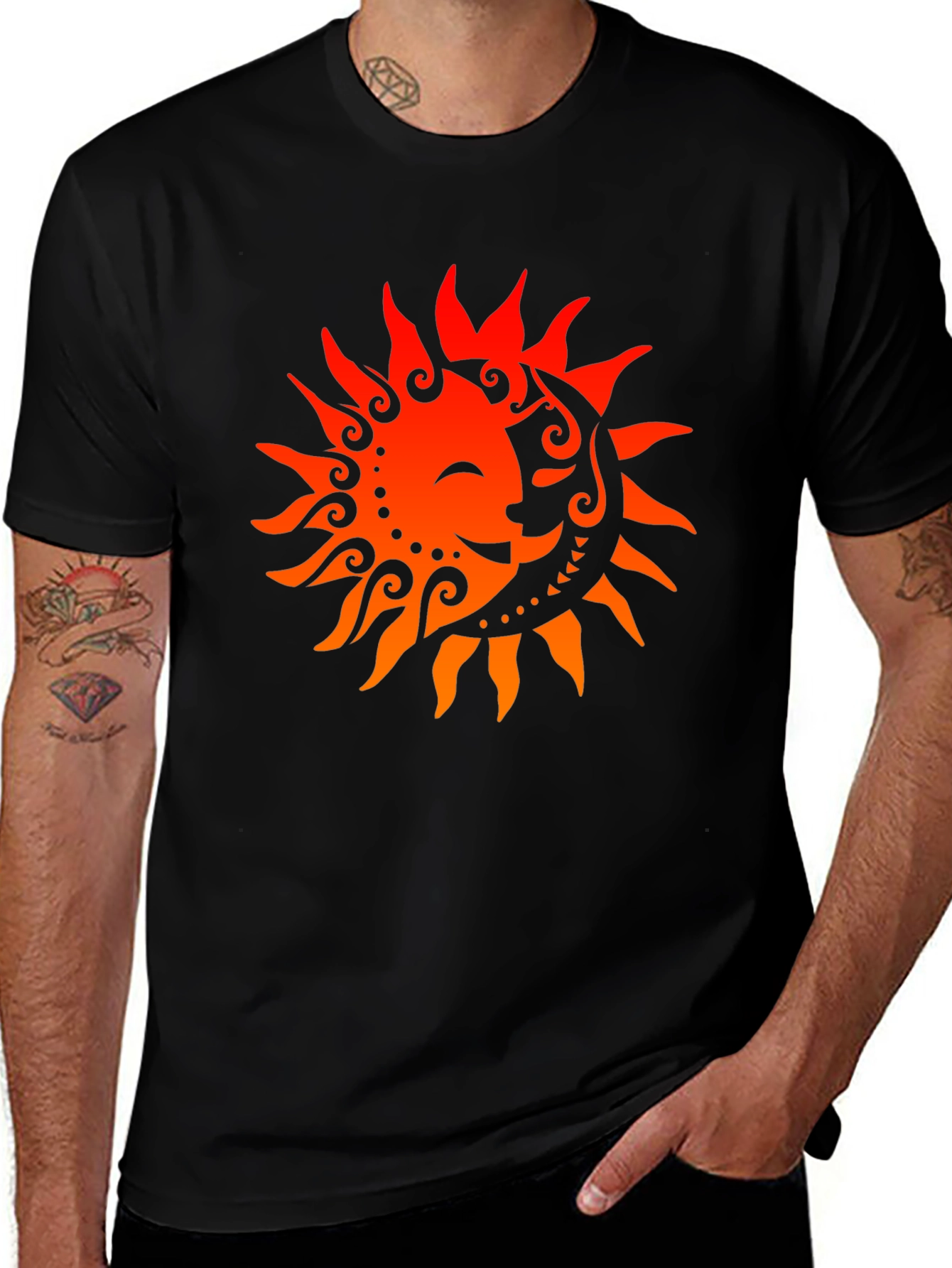 Variant 2 of Sun & Moon Graphic Black T-Shirt