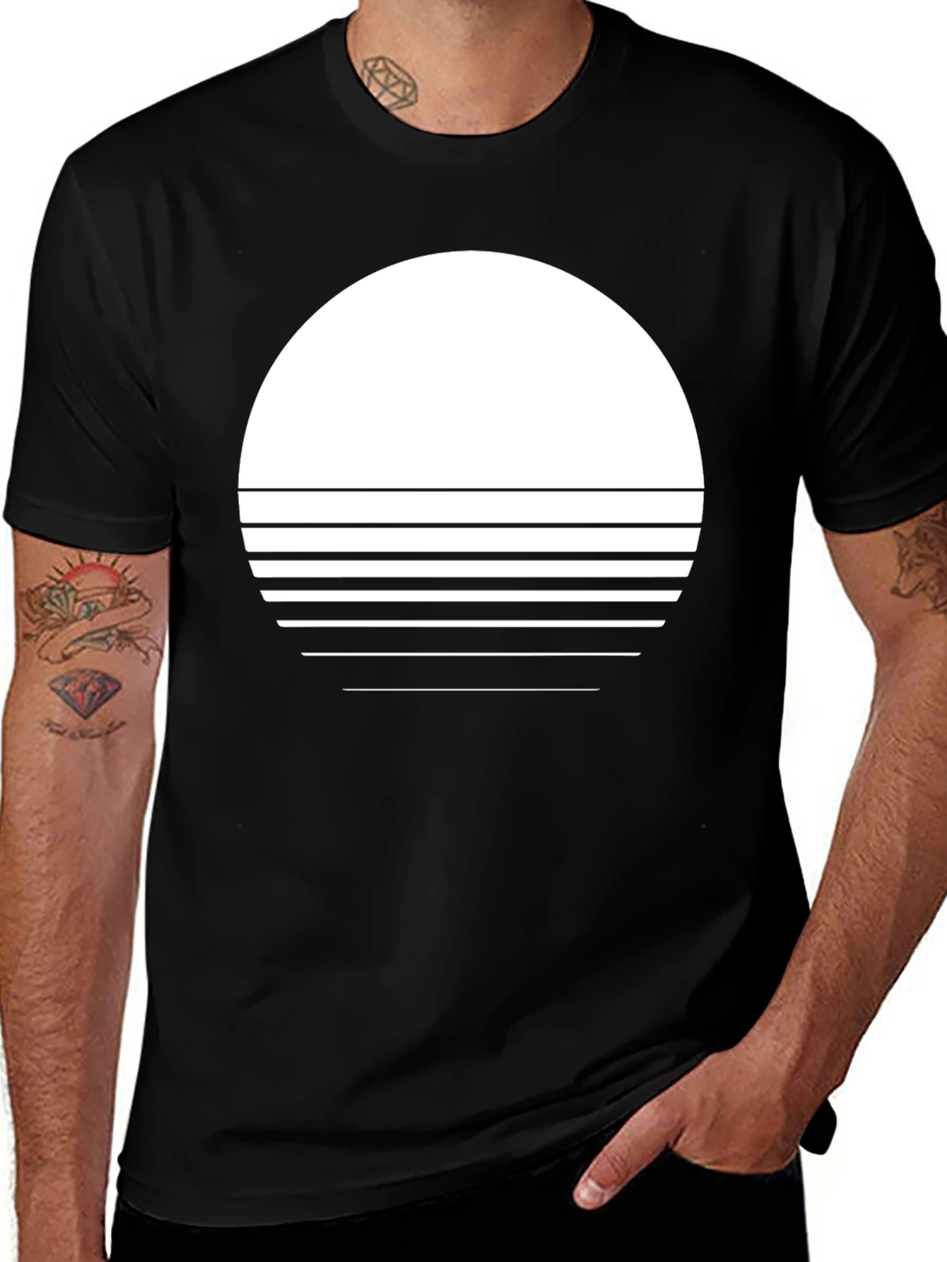 Variant 14 of Retro Sunset Graphic T-Shirt - Black