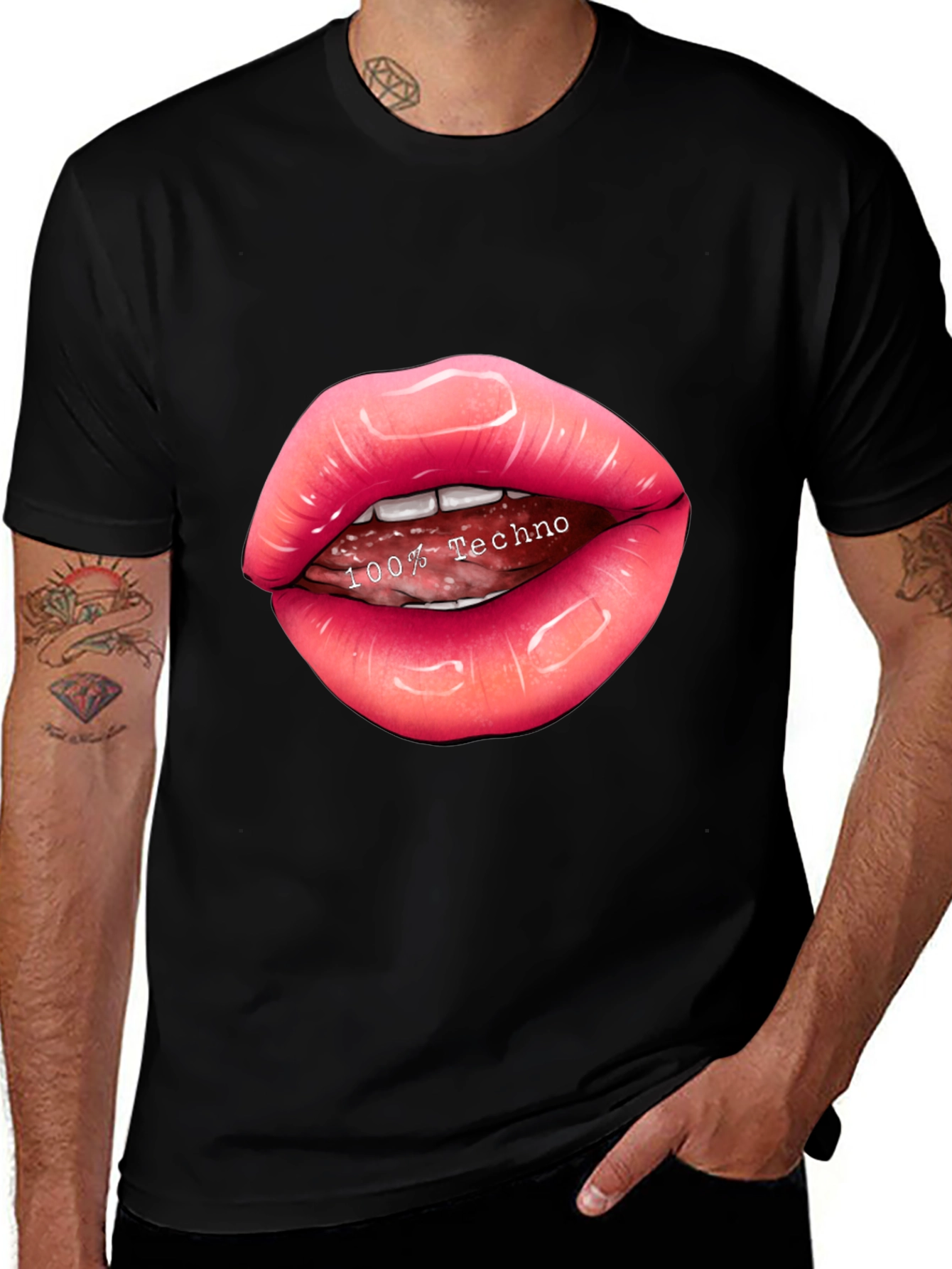 Variant 10 of Techno Lips Graphic Tee - Music Lover Fashion