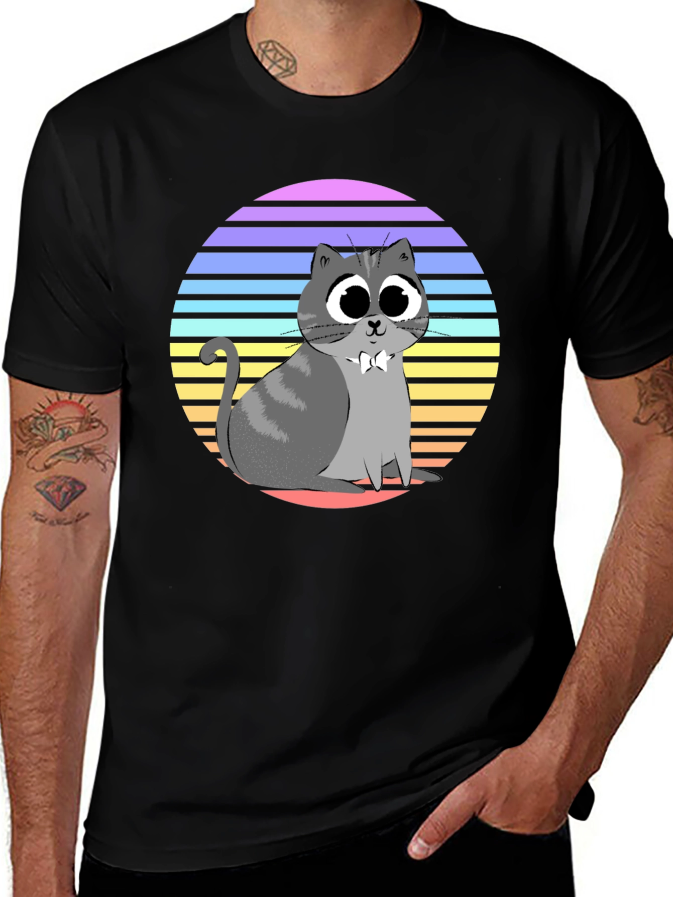 Variant 3 of Cute Cat T-Shirt - Retro Style
