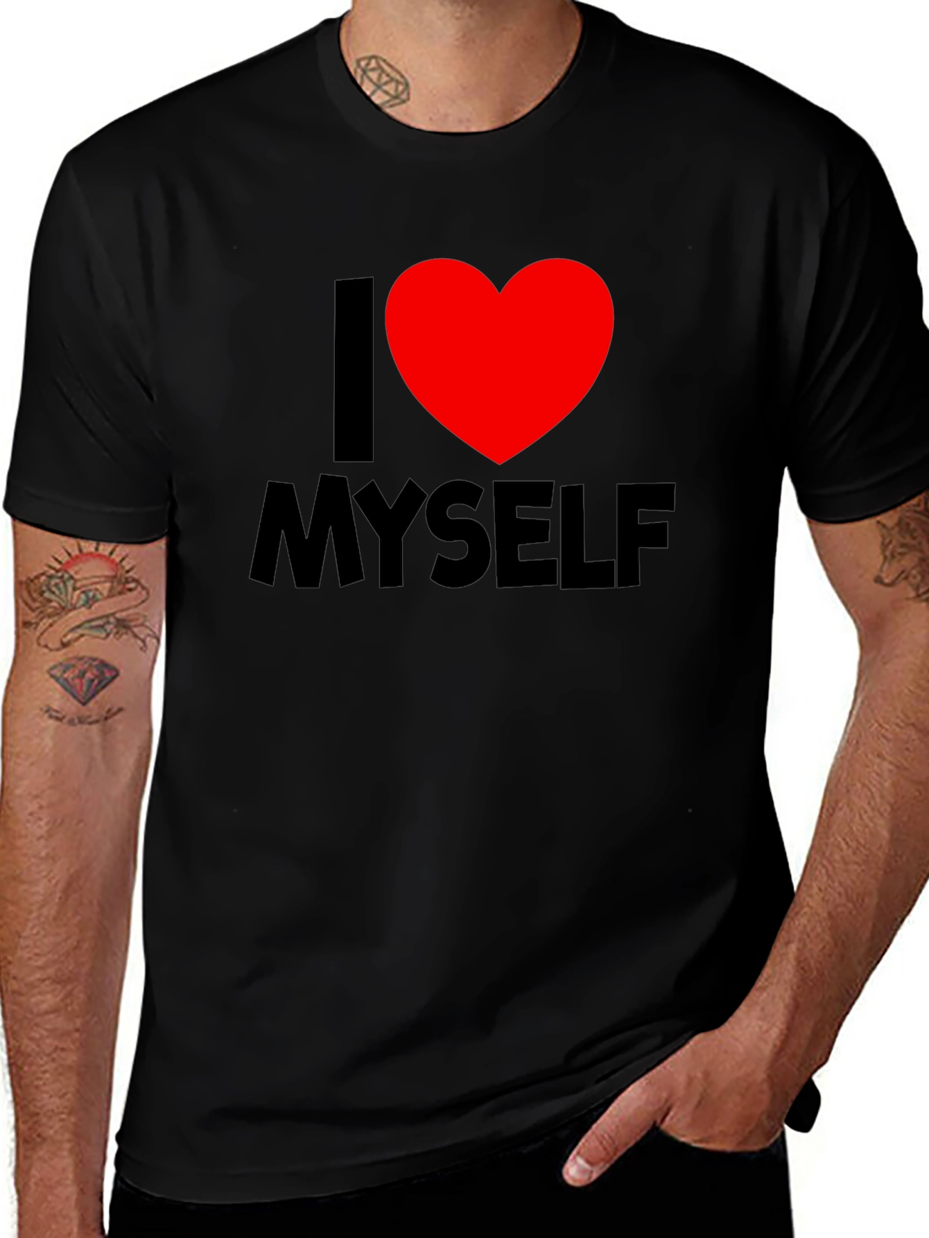Variant 6 of I Heart Myself Black Cotton Graphic T-Shirt