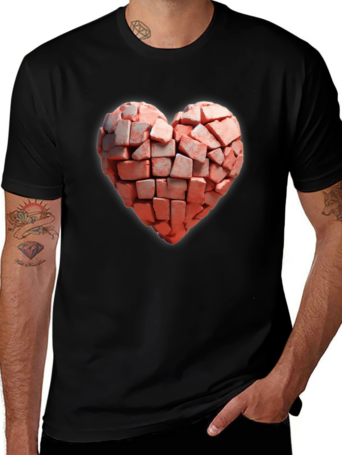 Variant 3 of Brick Heart Graphic Black T-Shirt