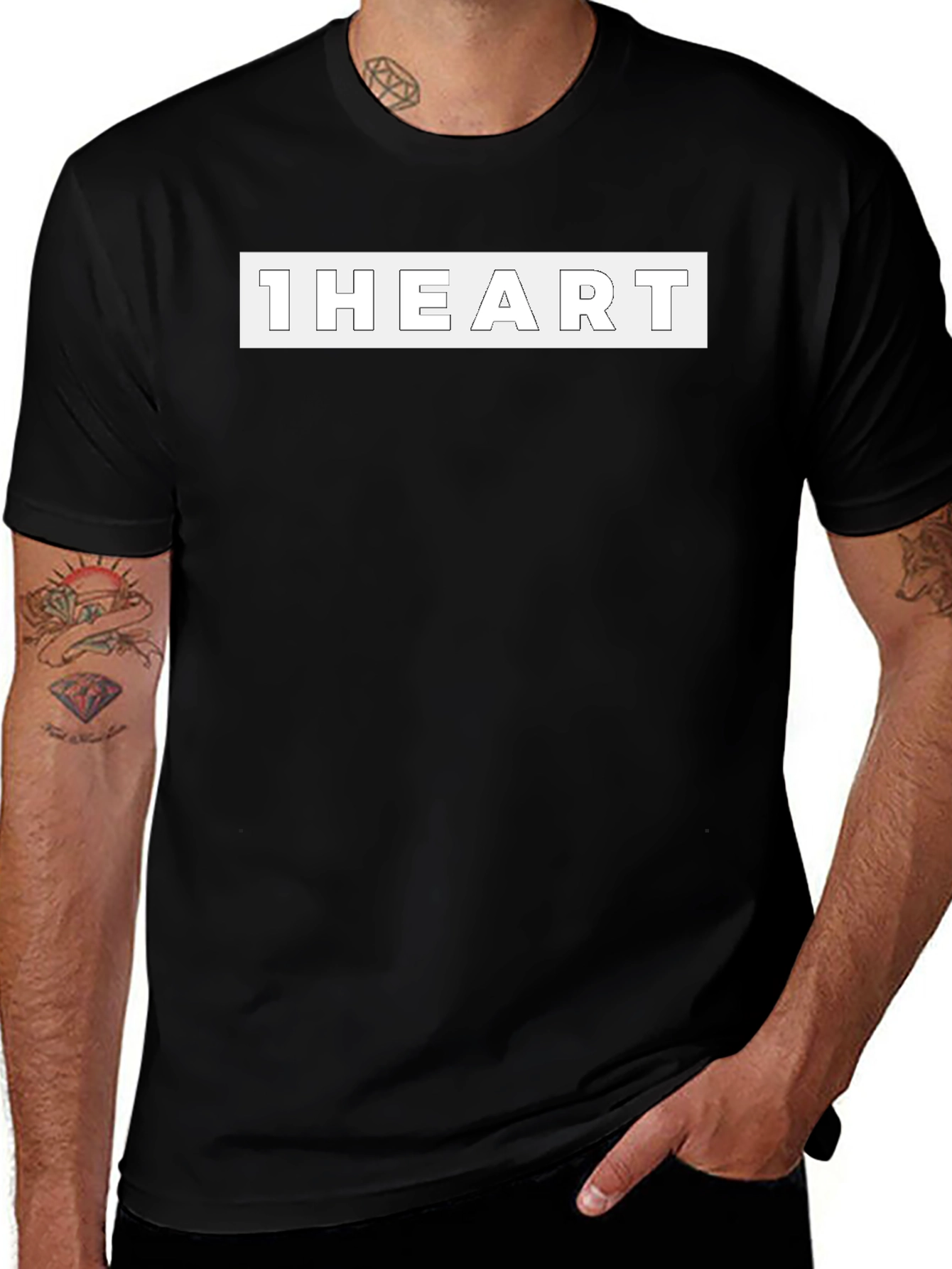 Variant 18 of Black "1HEART" Graphic Tee - Modern Casual