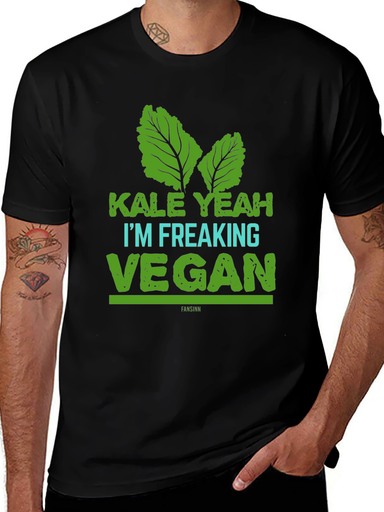 Variant 15 of Kale Yeah I'm Freaking Vegan Black T-Shirt