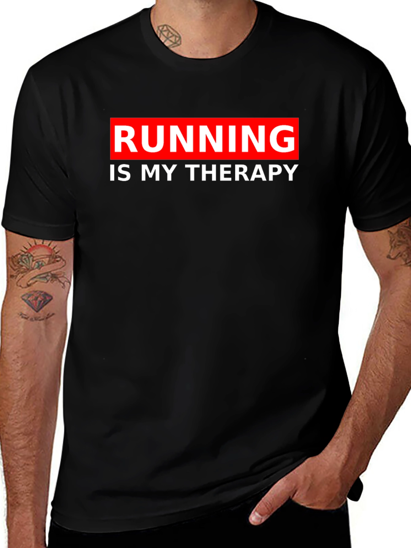 Variant 5 of Running is my Therapy - Black Graphic Tee