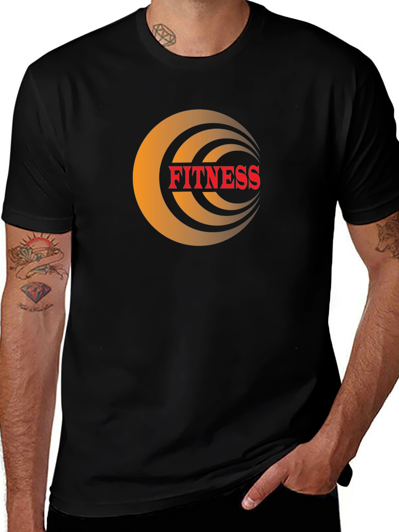 Variant 10 of Fitness Graphic Tee - Black Crew Neck T-Shirt