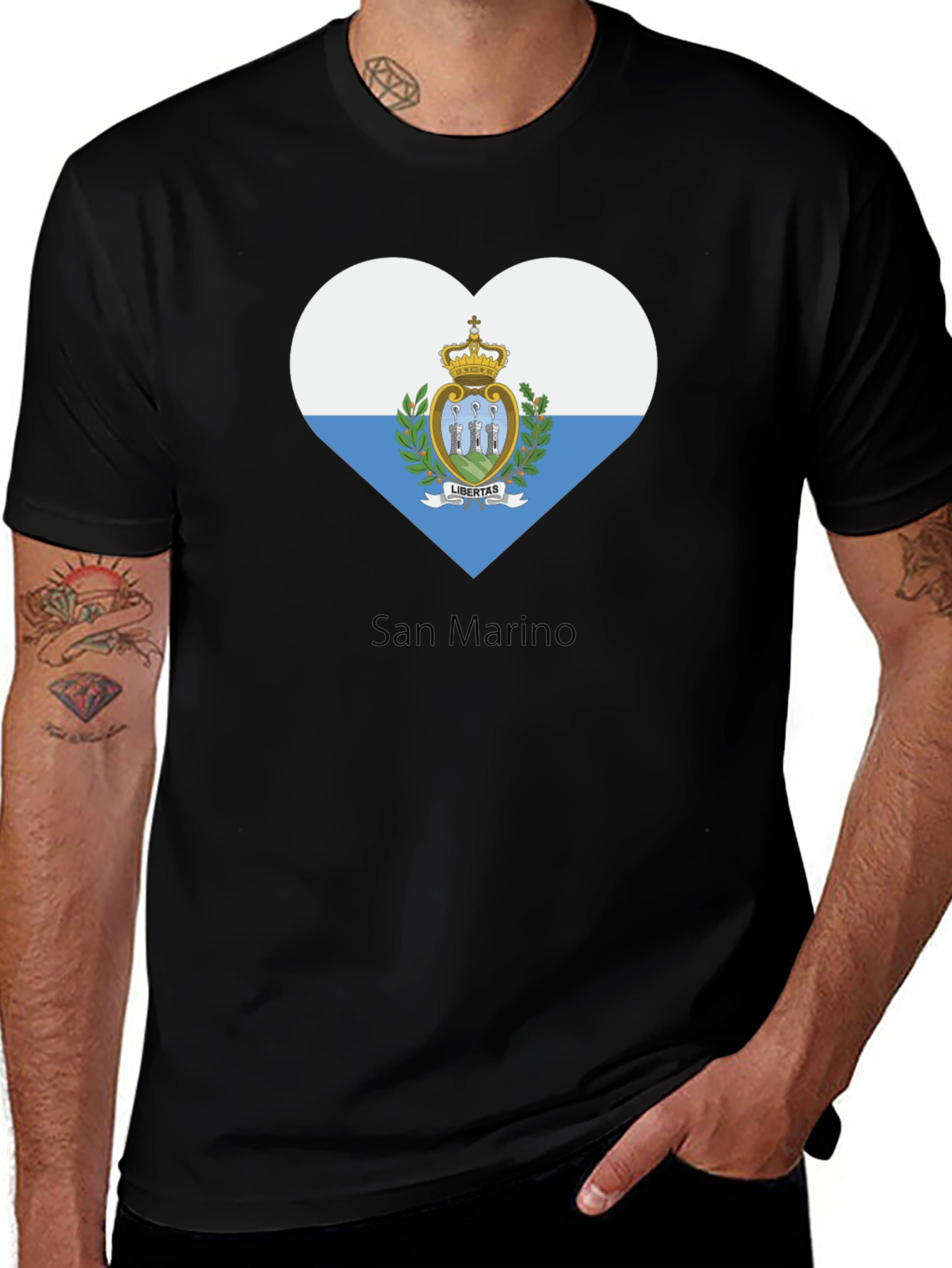 Variant 17 of San Marino Flag Heart T-Shirt
