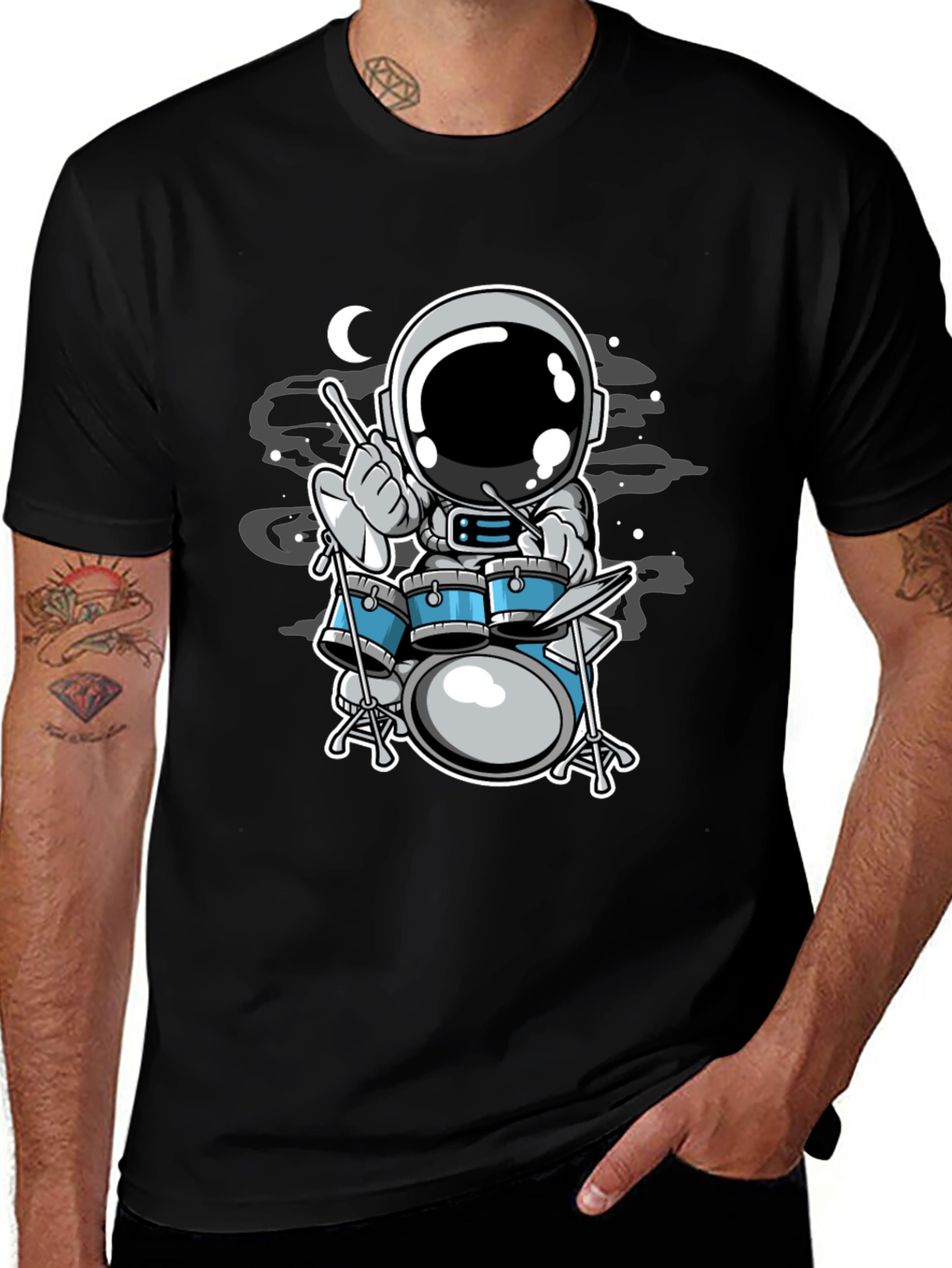 Variant 13 of Astronaut Drummer T-Shirt - Space Music Tee