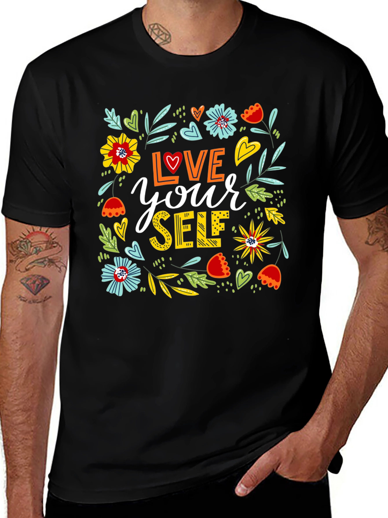 Variant 19 of Love Yourself Floral Graphic T-Shirt