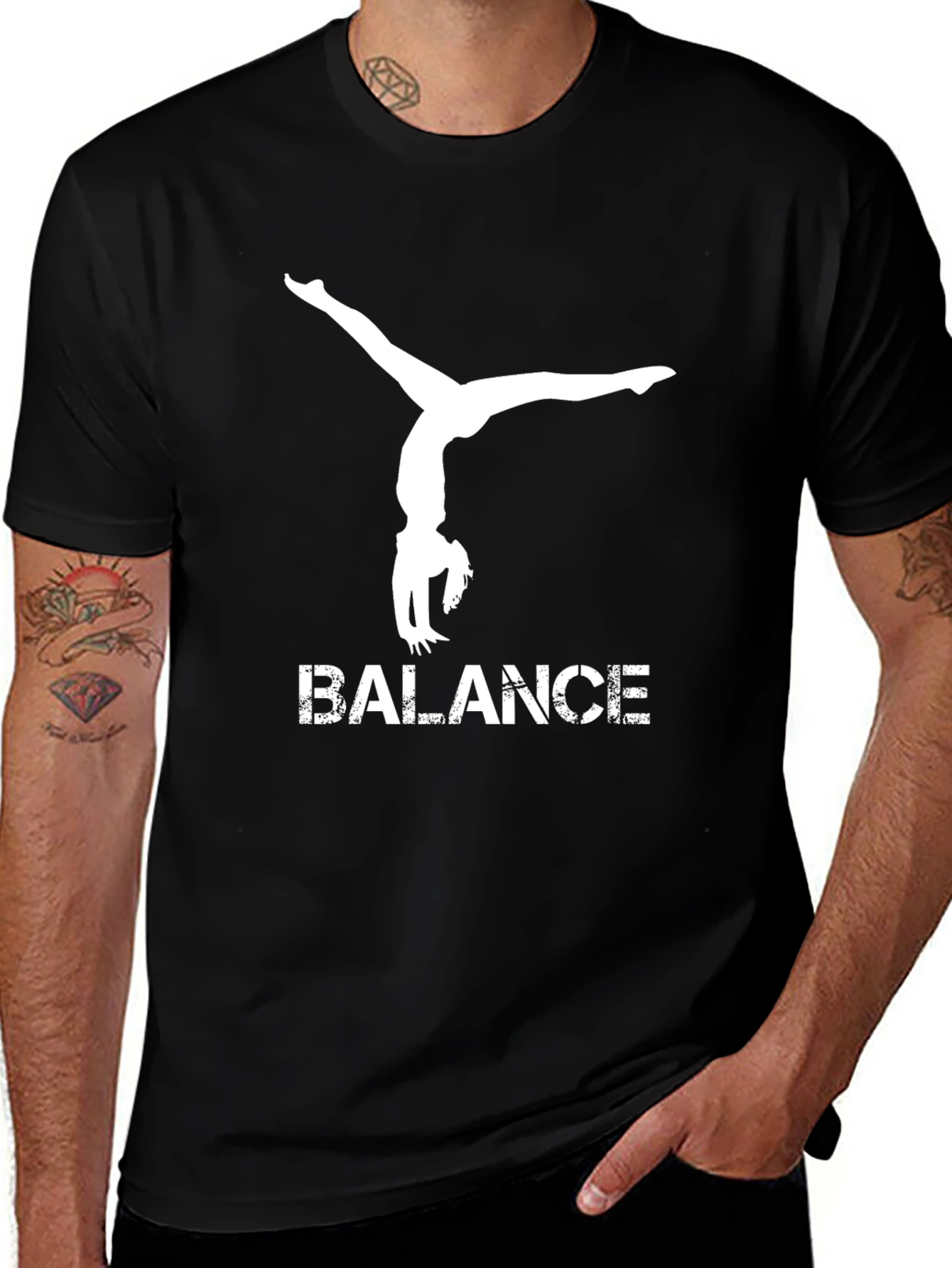 Variant 26 of Balance Gymnastics T-Shirt - Black Graphic Tee