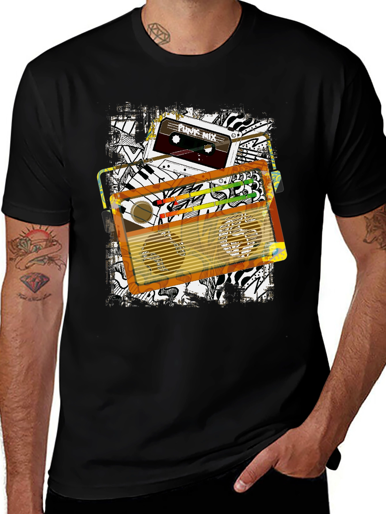 Variant 5 of Retro Radio and Cassette Tape Graphic T-Shirt