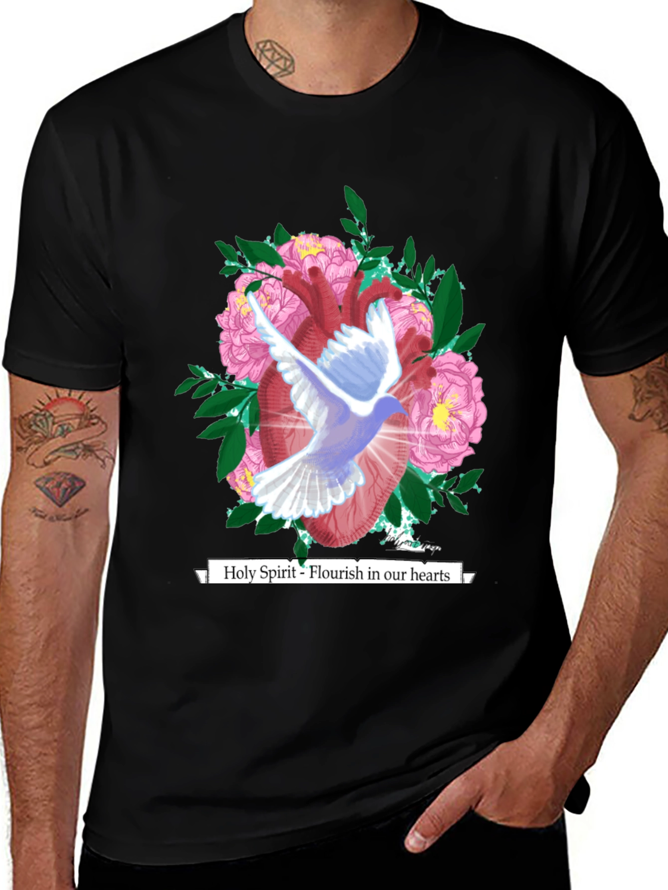 Variant 8 of Holy Spirit Heart Graphic Tee