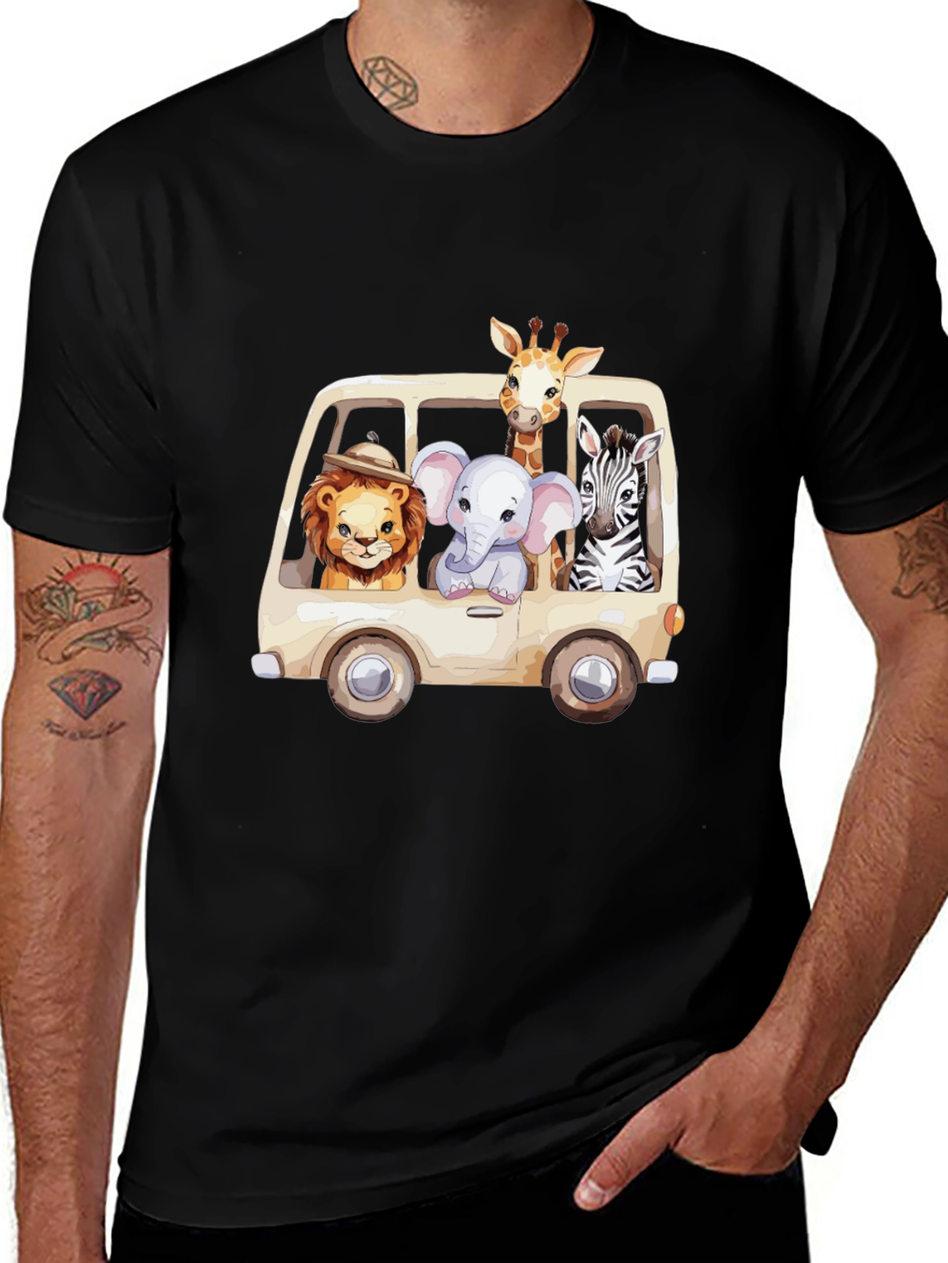 Variant 2 of Safari Animals in a Van Graphic Tee
