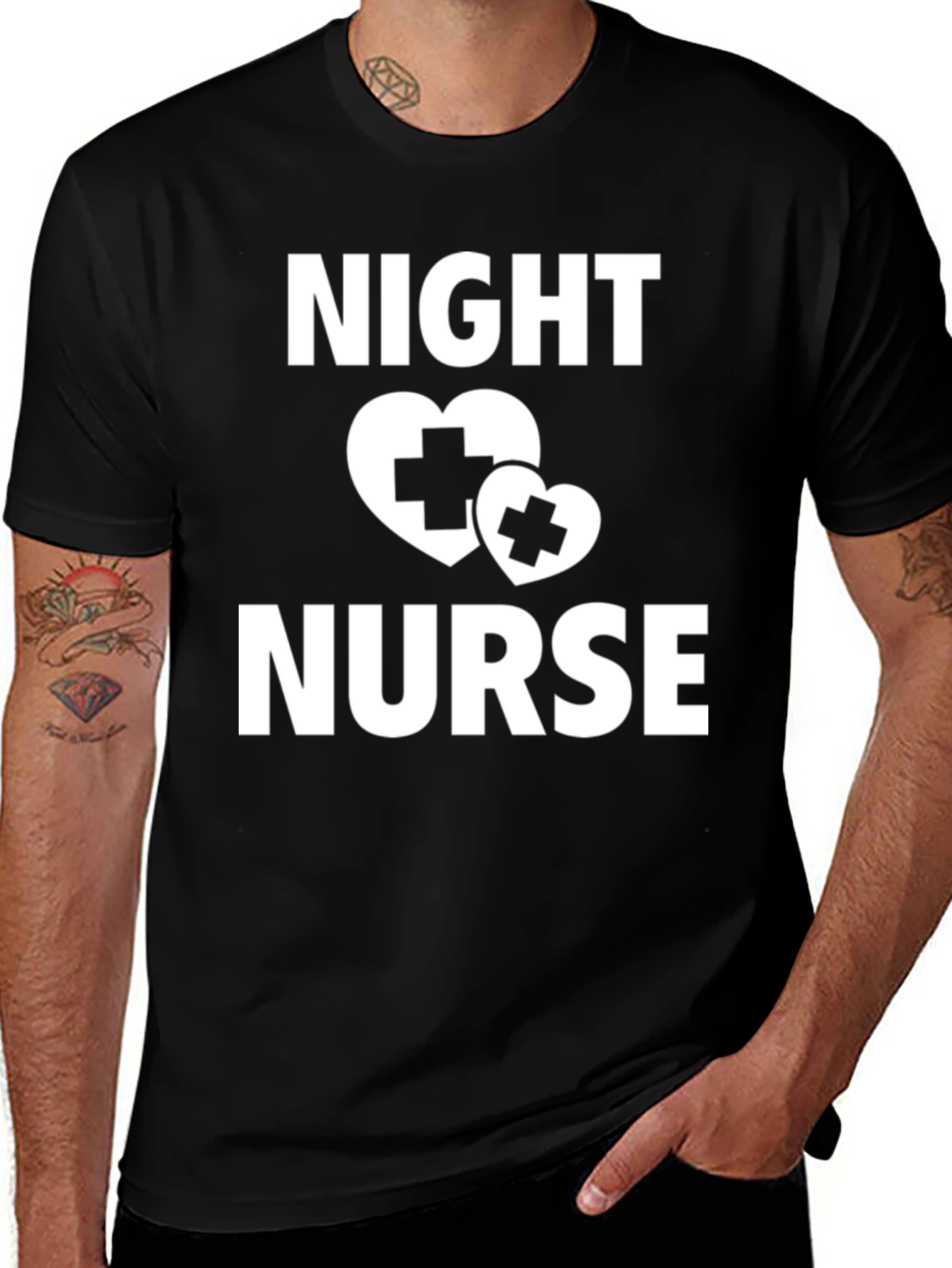 Night Nurse T-Shirt - Heart Cross Design