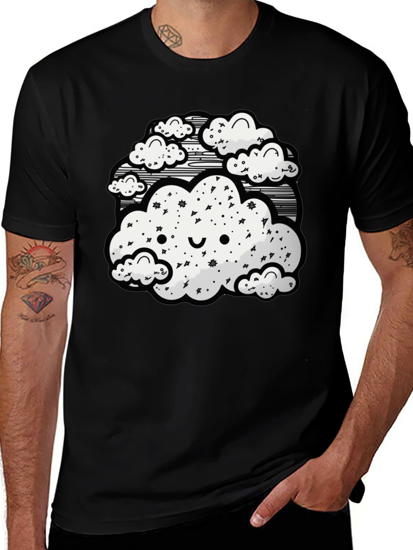 Variant 29 of Cute Cloud Graphic Black T-Shirt