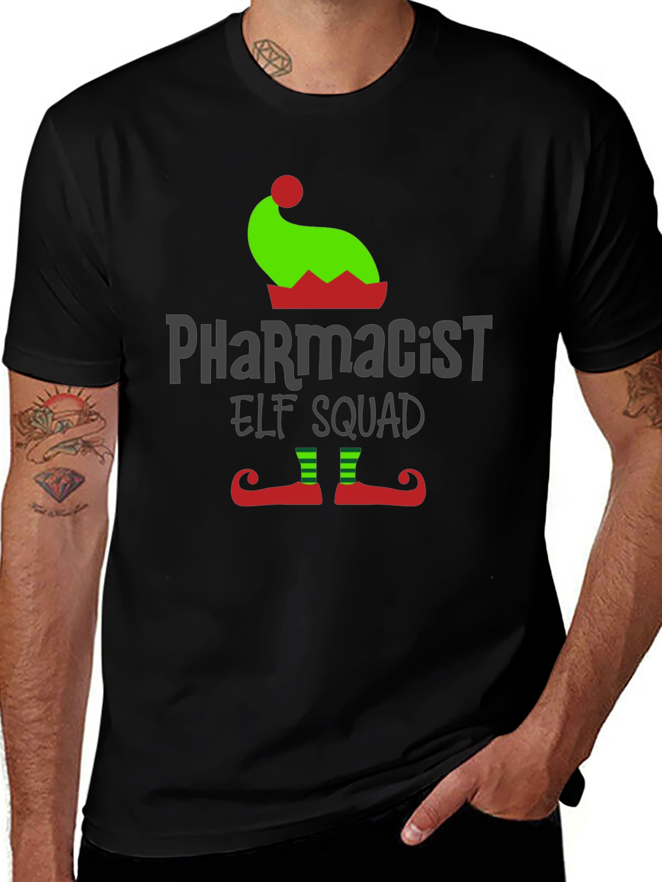 Pharmacist Elf Squad Christmas T-Shirt