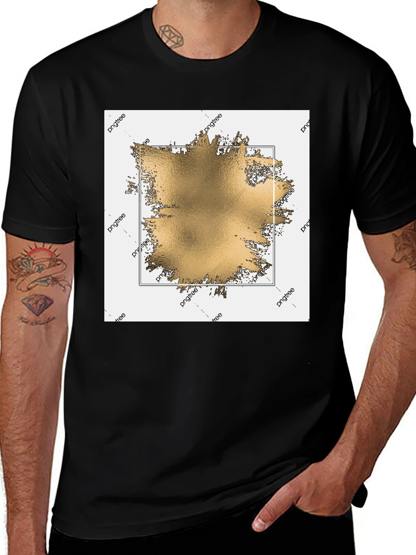 Variant 15 of Modern Gold Graphic Black T-Shirt
