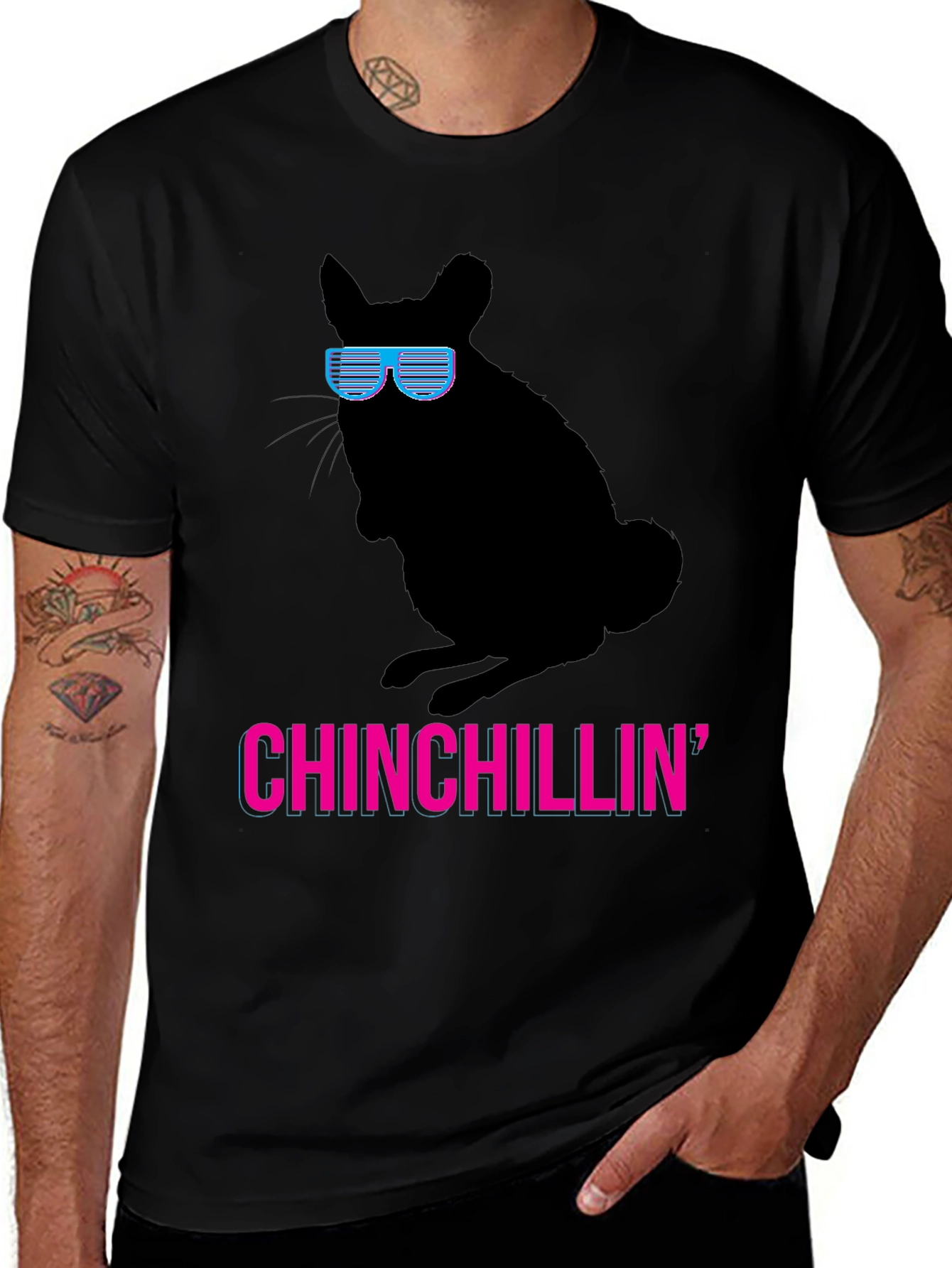 Variant 23 of Chinchillin' Graphic Tee - Cool Chinchilla in Shades!
