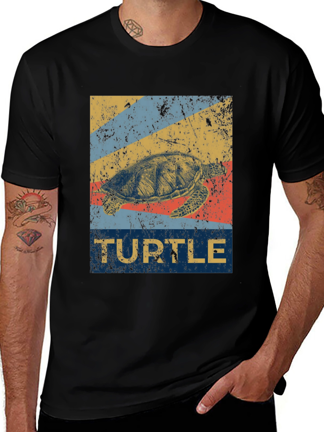 Black Vintage Turtle T-Shirt - Retro Sea Life Graphic Tee main image