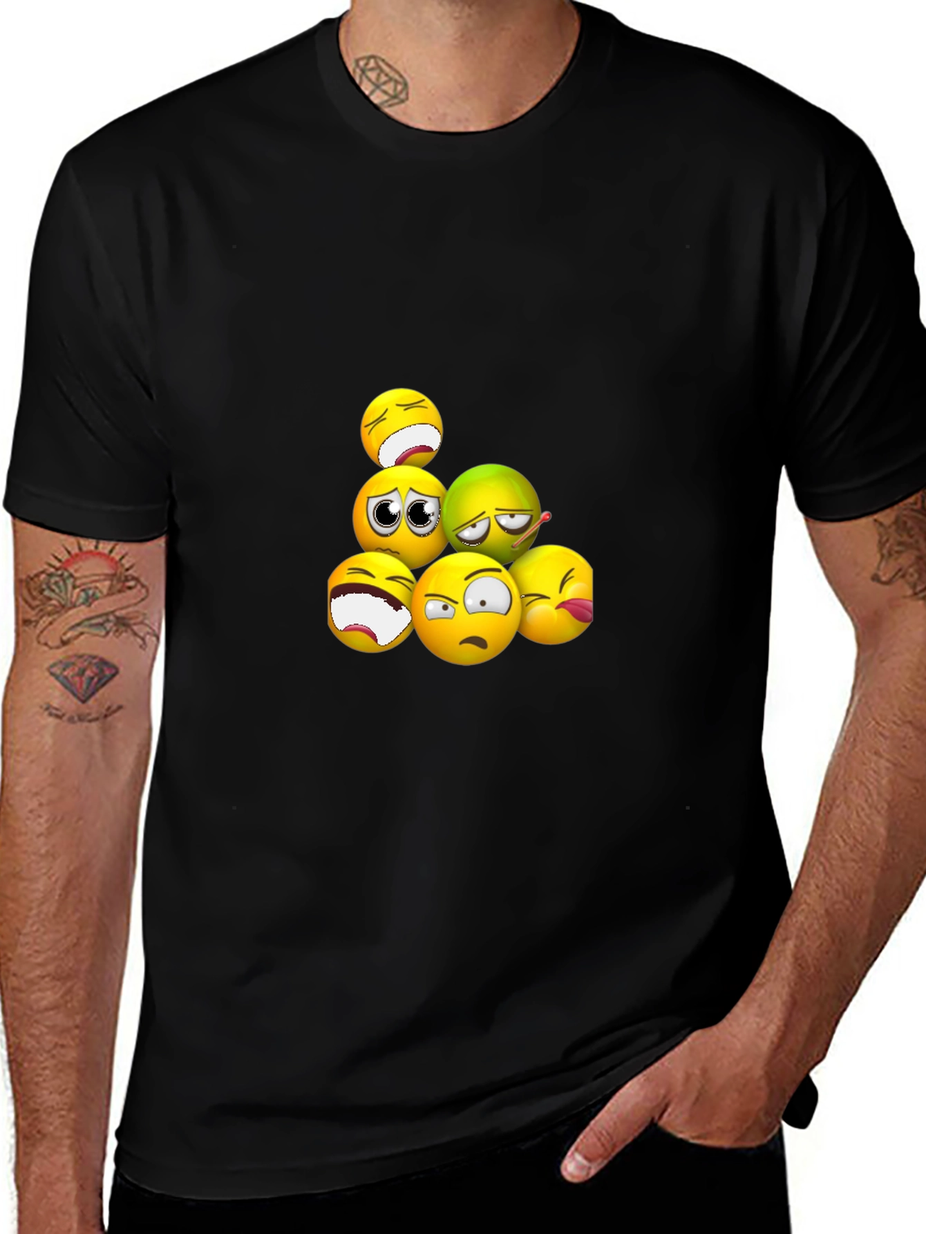 Emoji Expression Black T-Shirt
