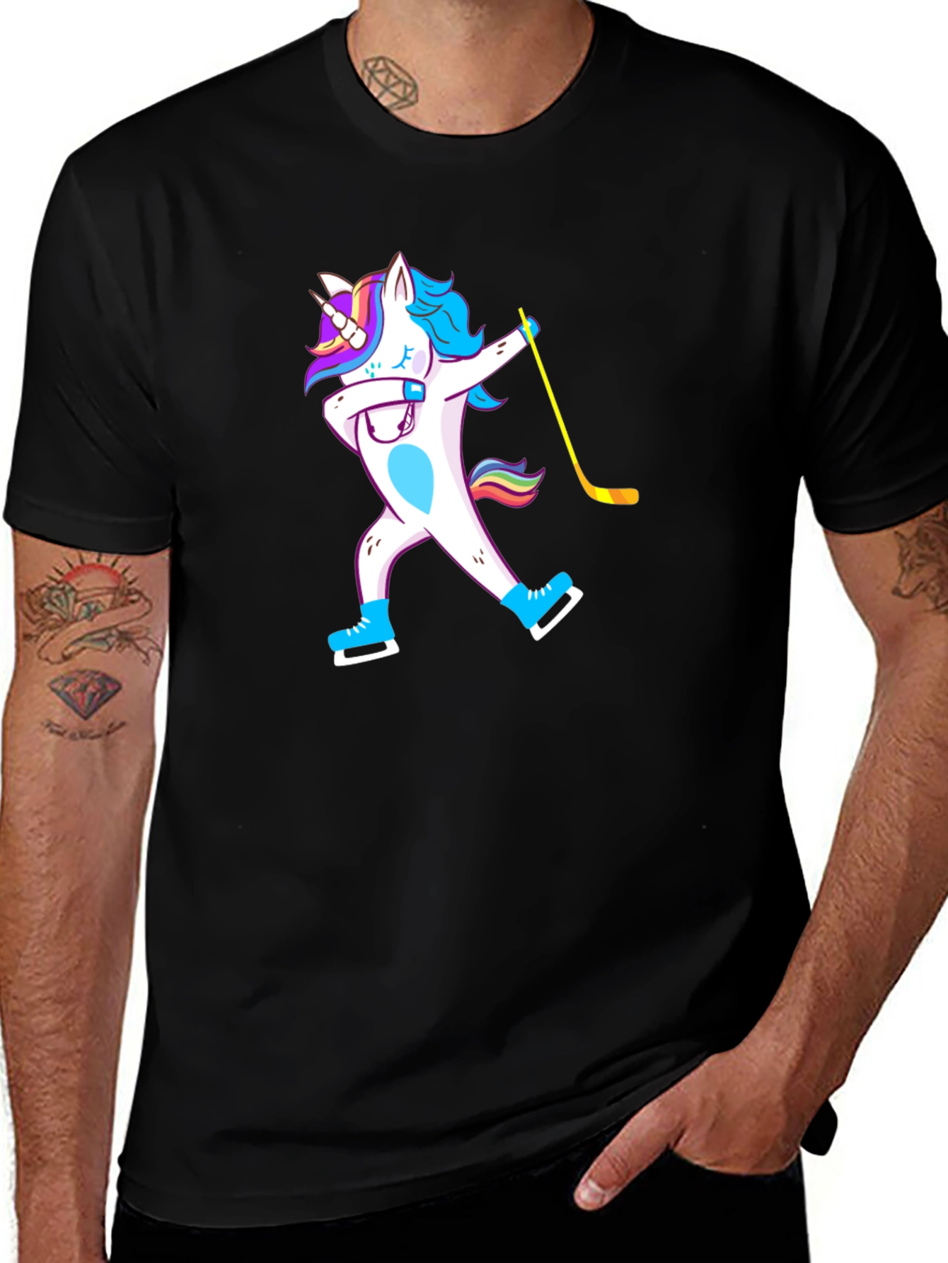 Variant 2 of Unicorn Dab Hockey T-Shirt - Black
