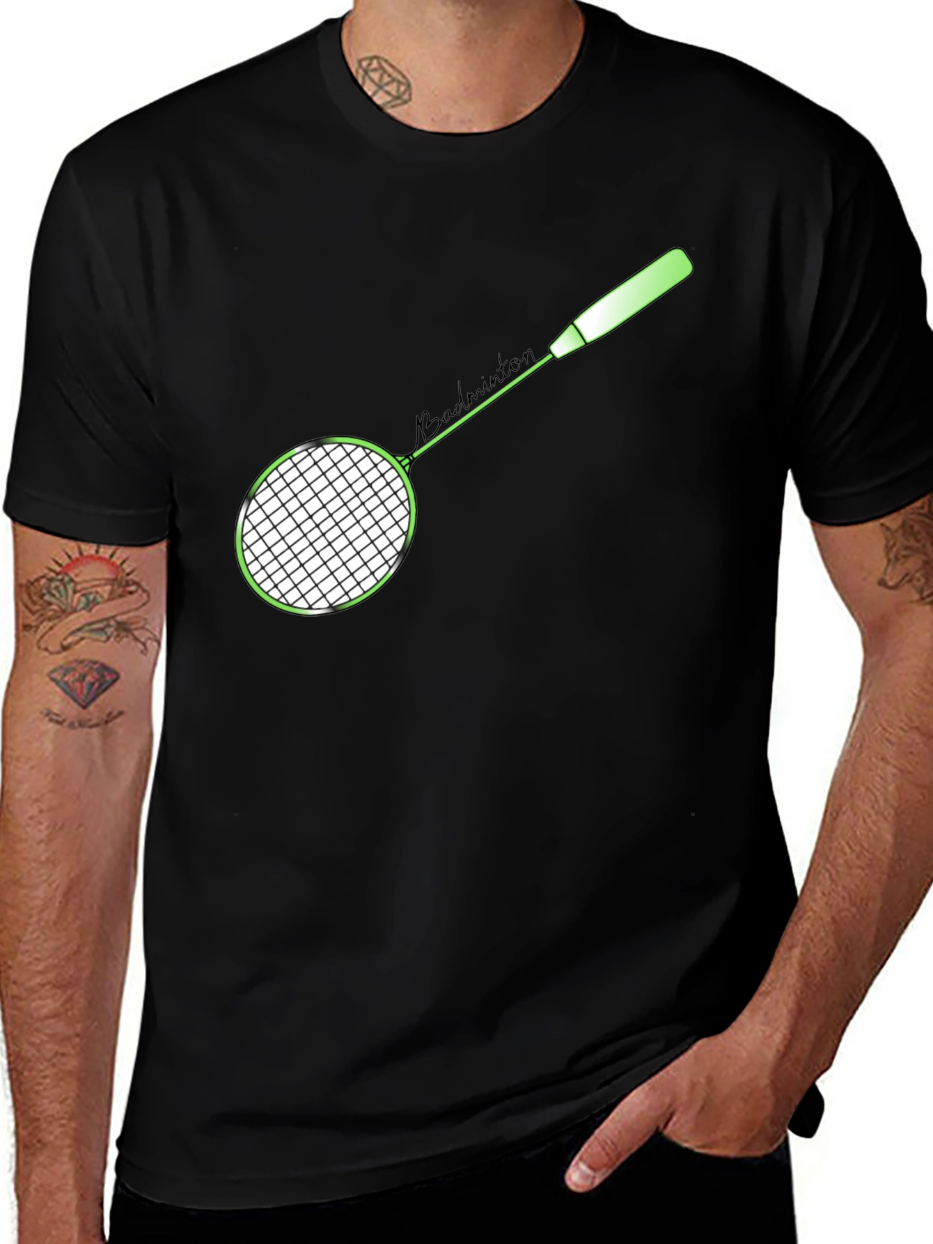 Variant 6 of Badminton Racket Graphic T-Shirt - Sporty Casual Tee