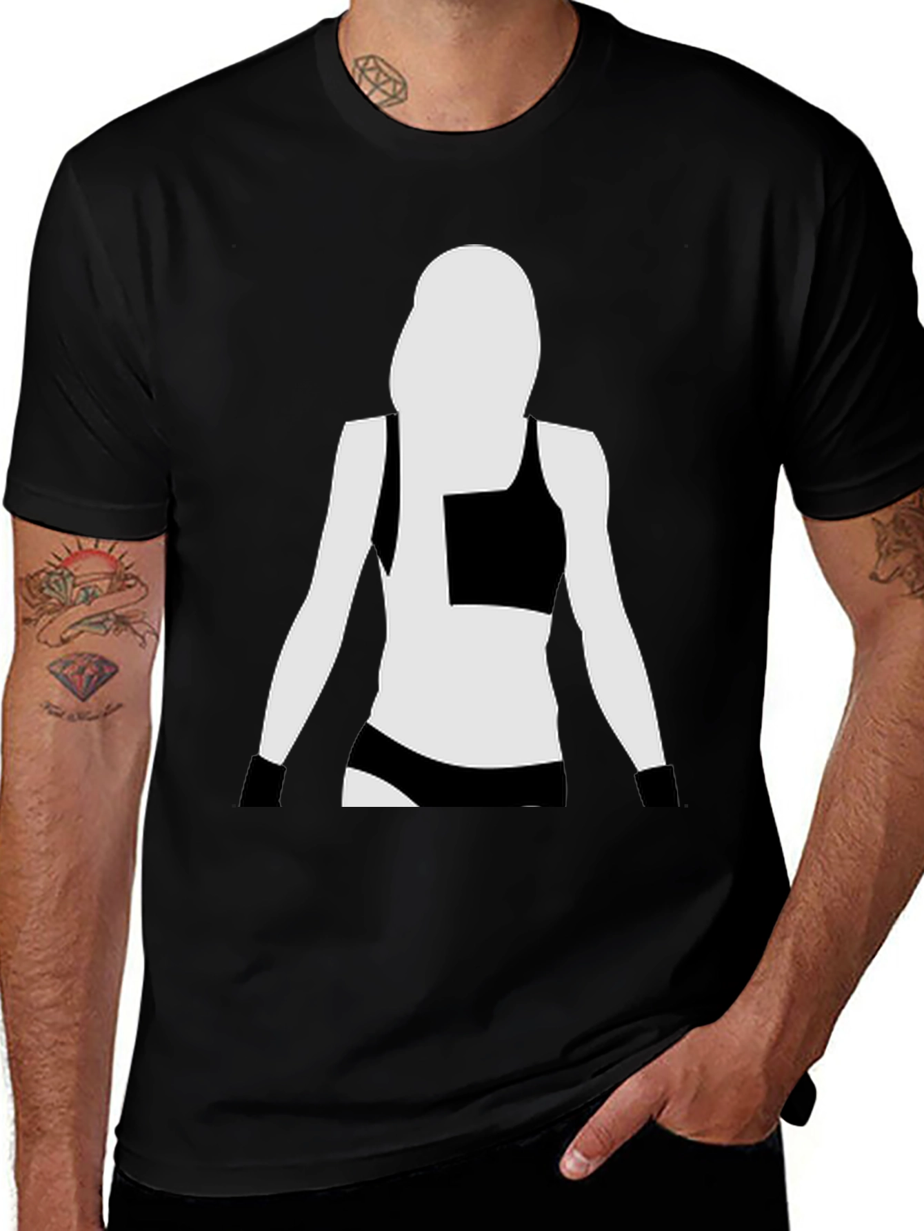 Variant 19 of Silhouette Graphic T-Shirt - Black Cotton Tee