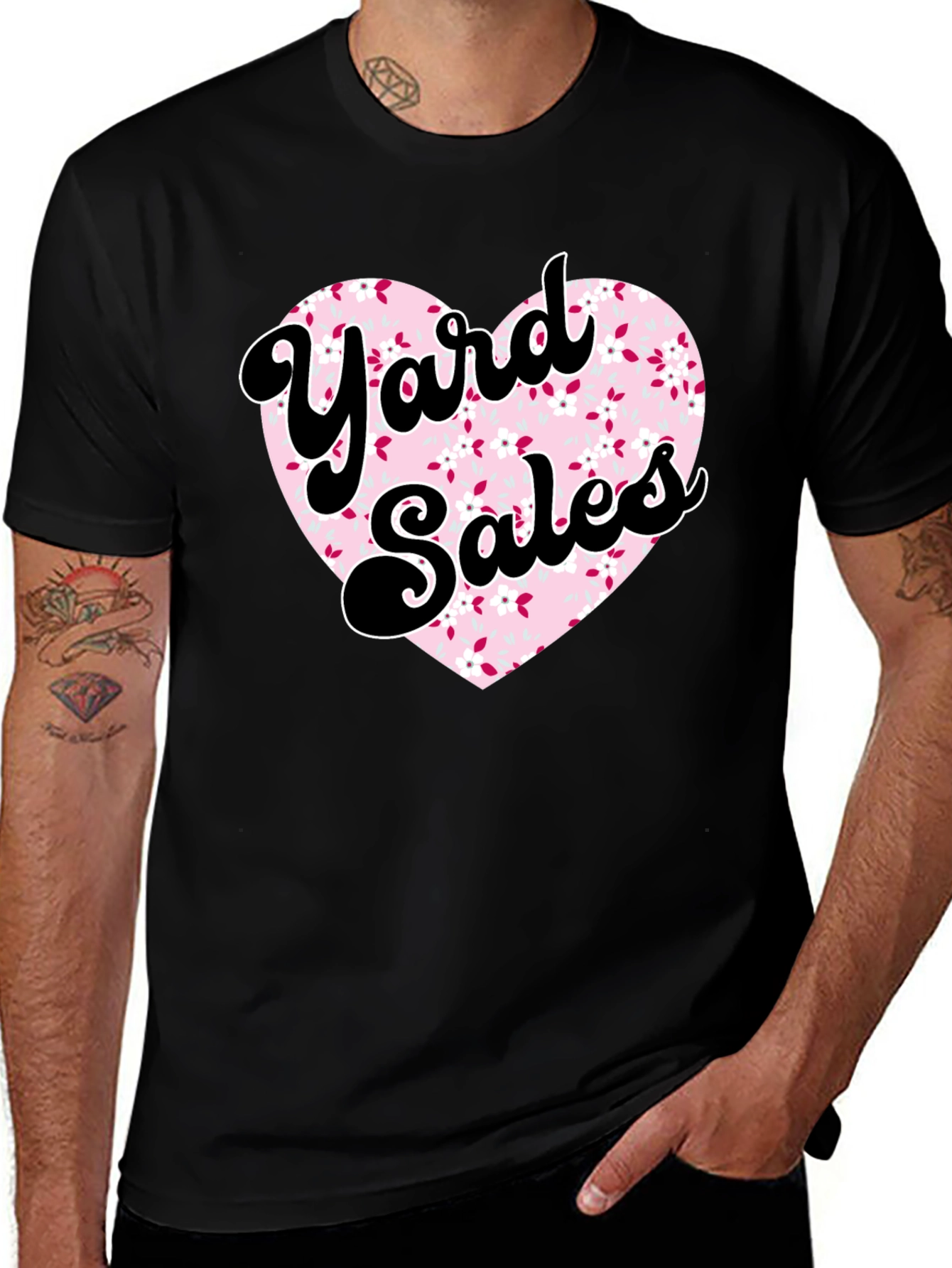 Yard Sales Heart Graphic Tee - Black Casual Shirt