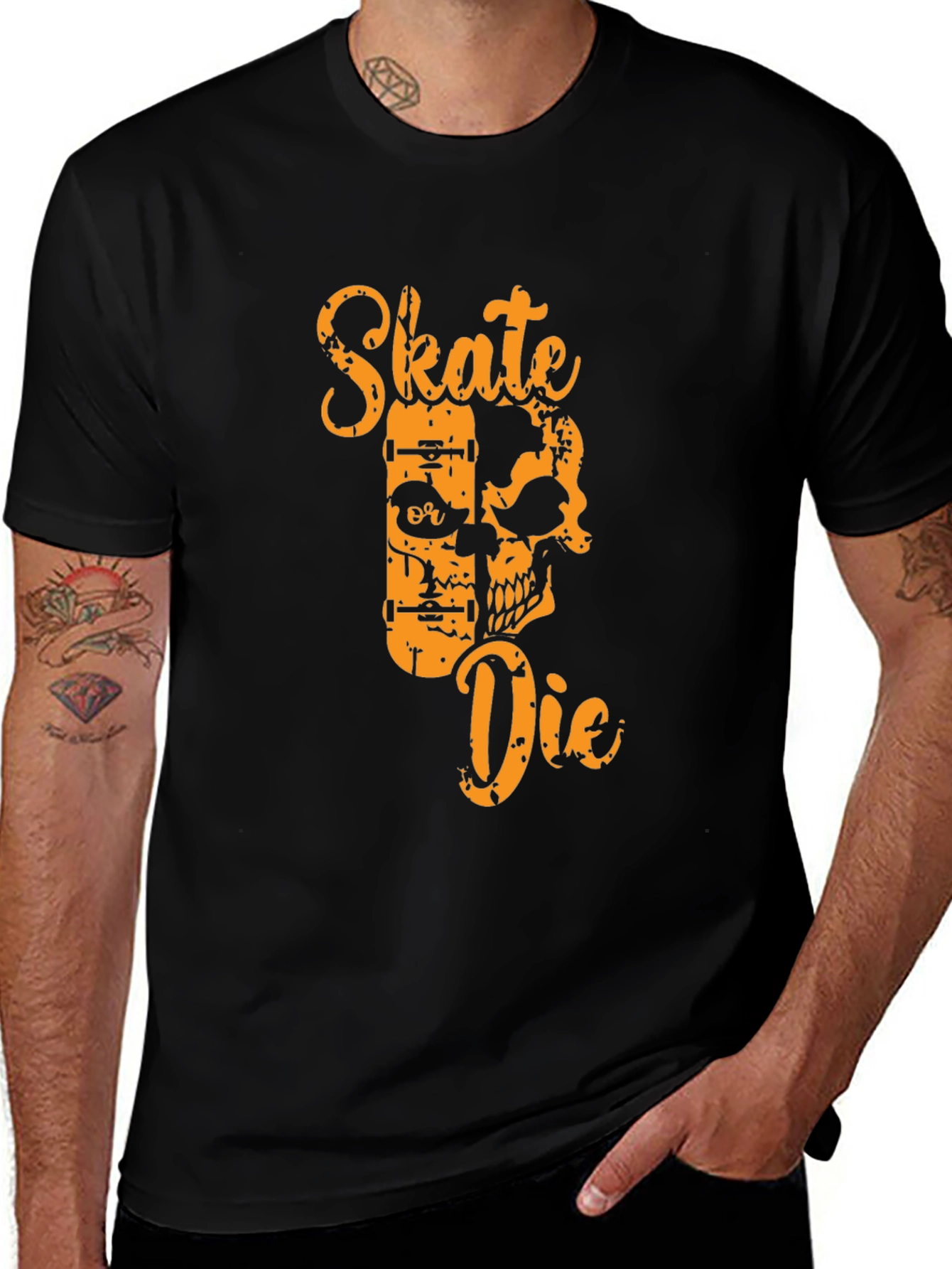 Skate or Die Graphic Tee - Skull Skateboard Design
