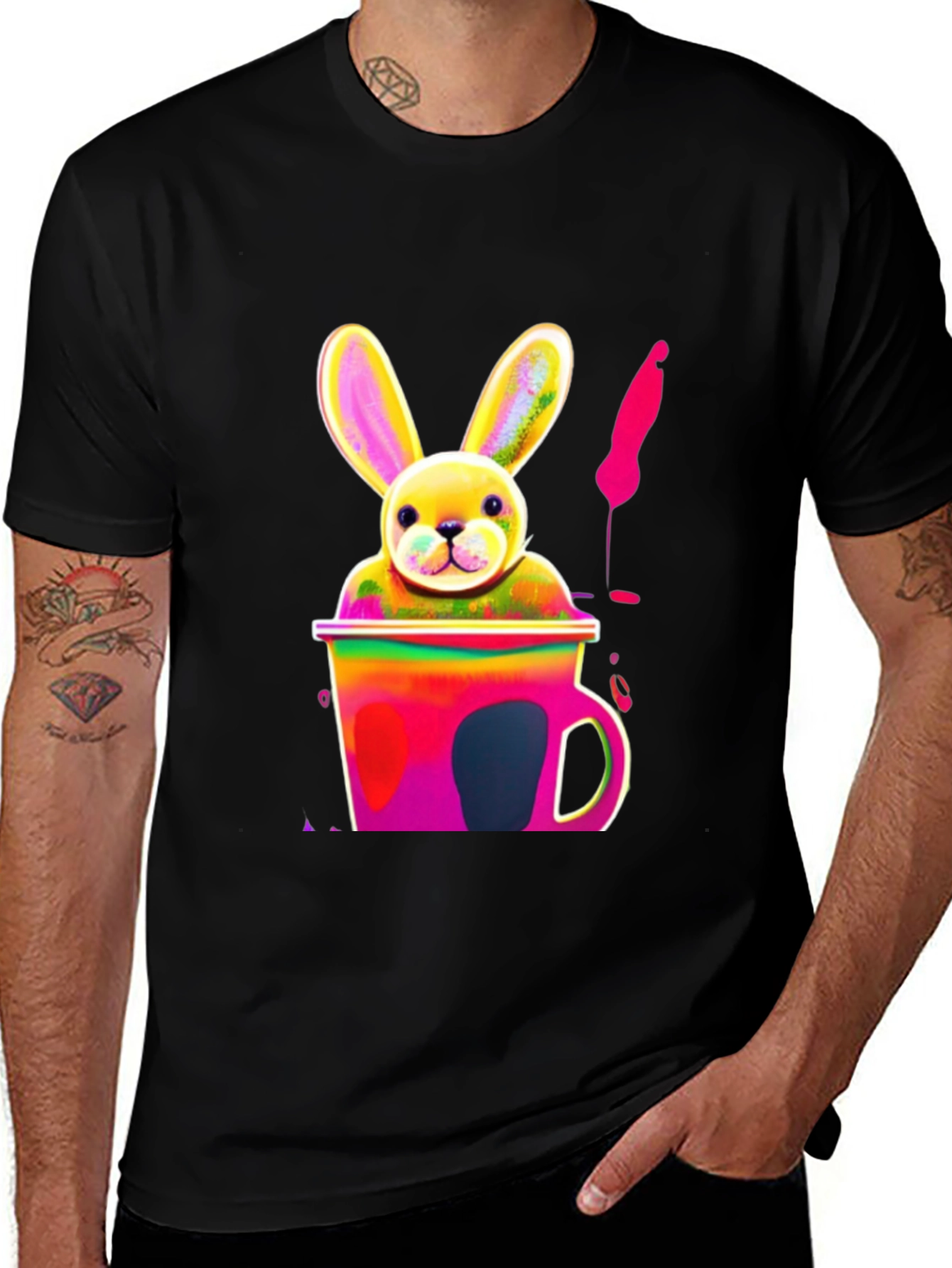 Variant 26 of Bunny in a Cup Graphic Tee - Fun & Colorful Design