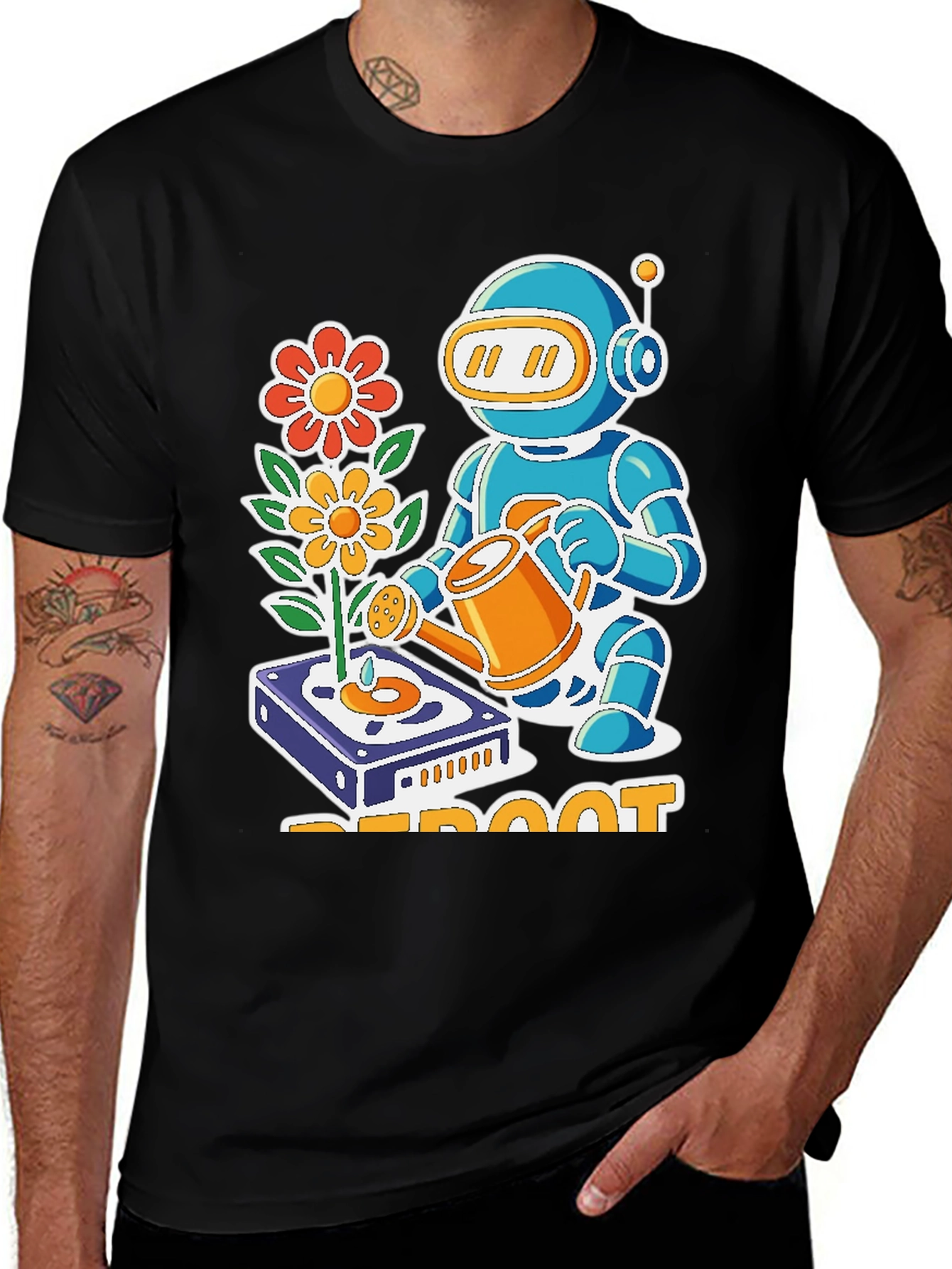 Variant 21 of Reboot Robot Gardener Graphic T-Shirt - Black